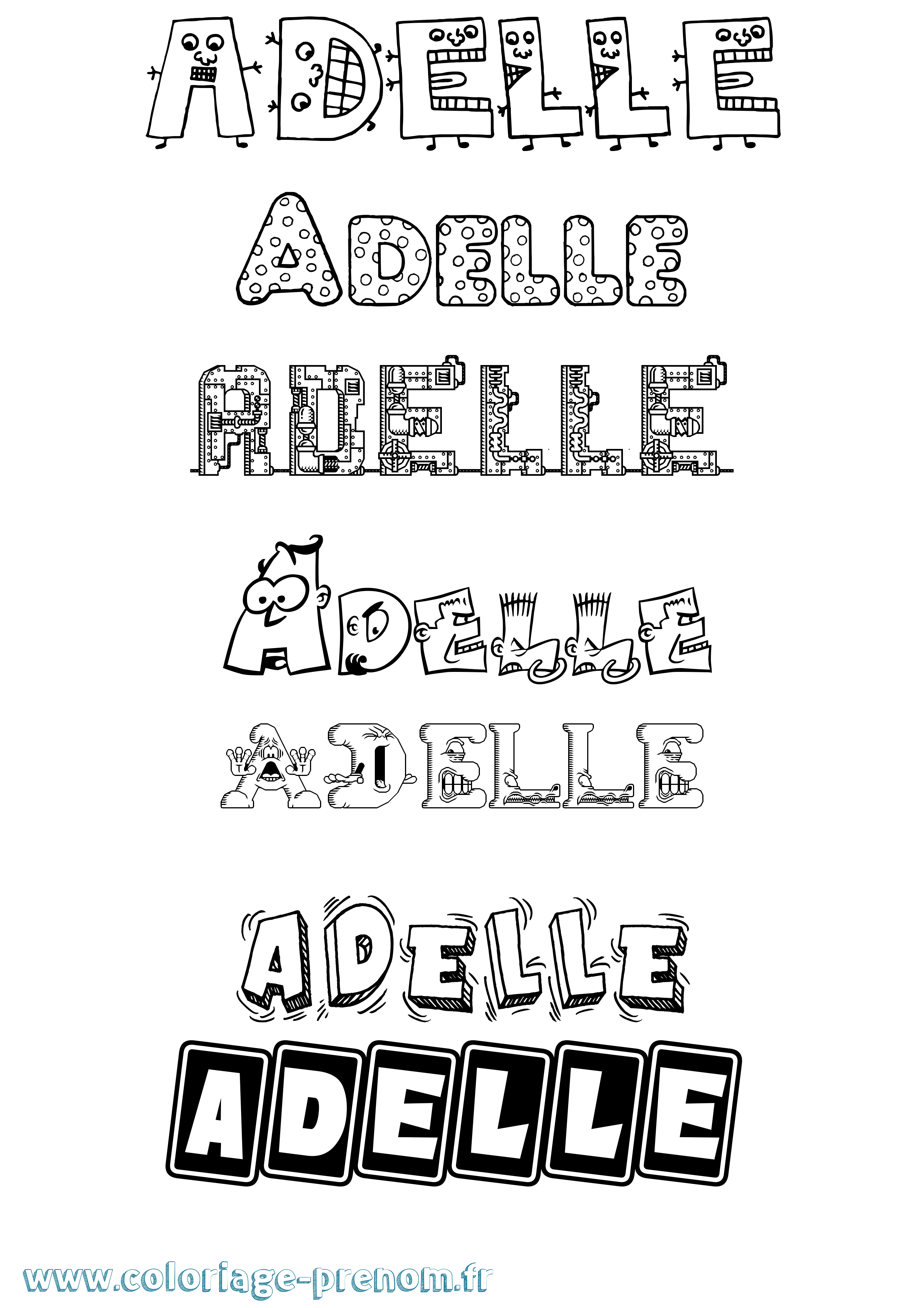 Coloriage prénom Adelle Fun