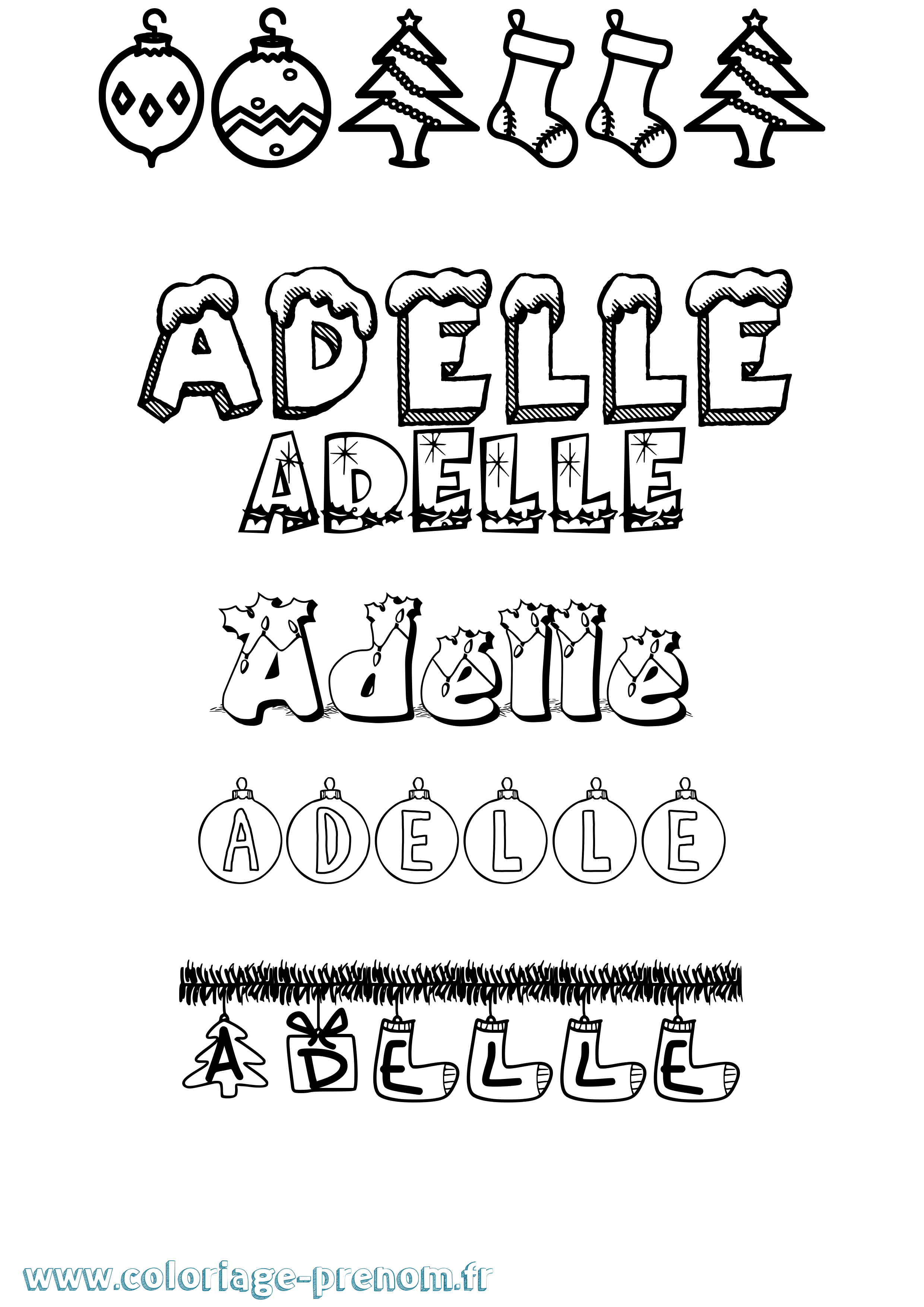 Coloriage prénom Adelle Noël