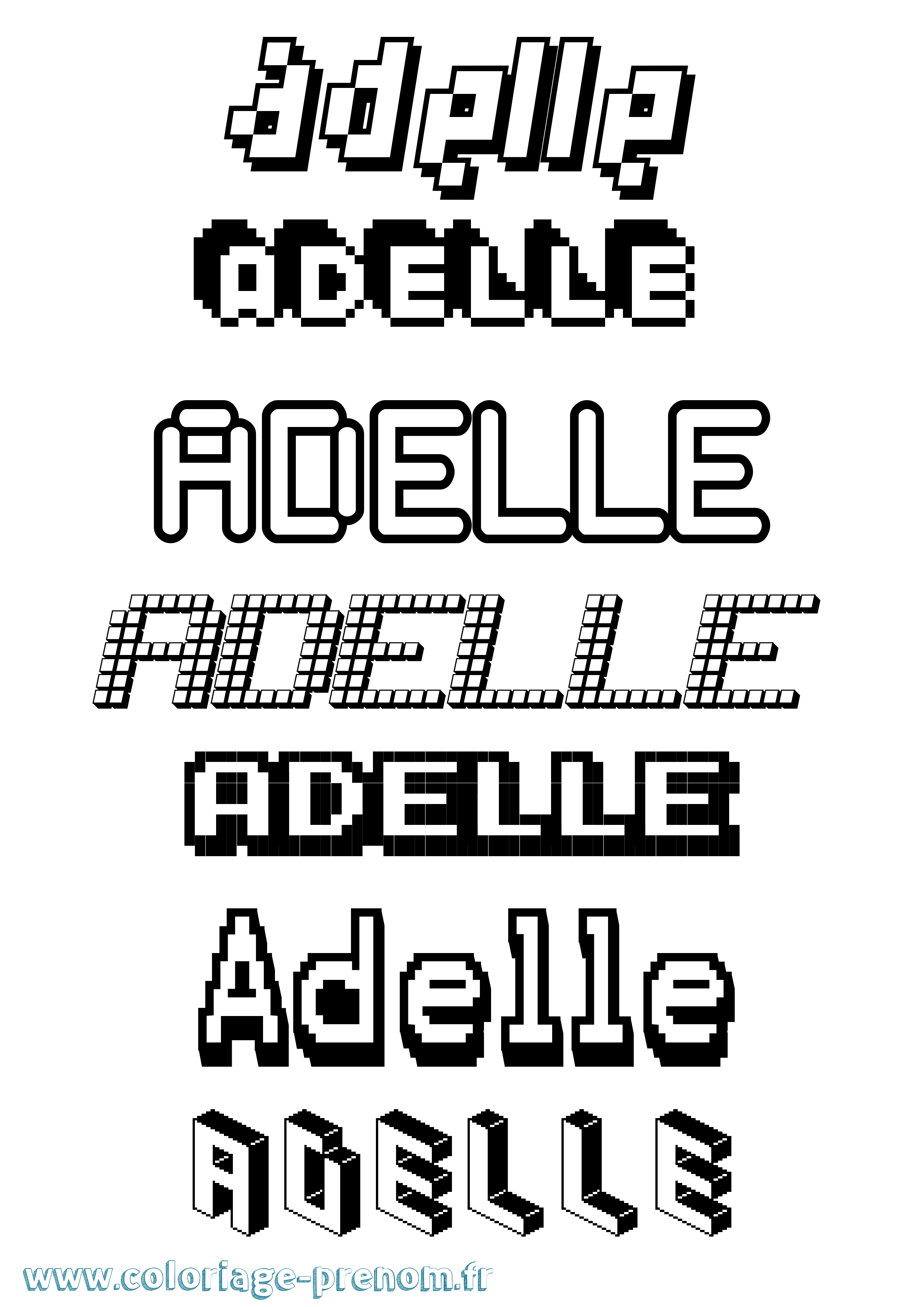 Coloriage prénom Adelle Pixel
