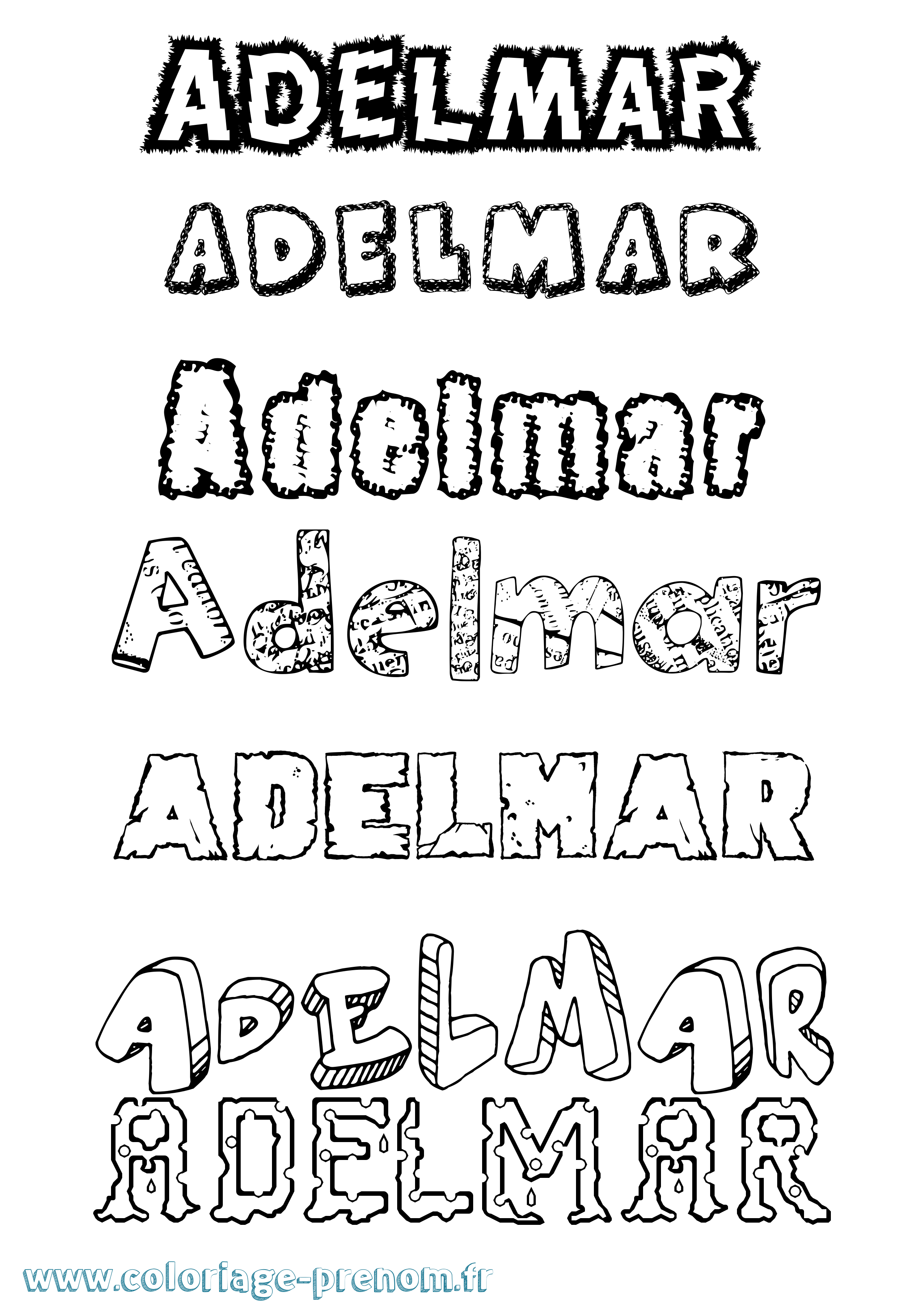 Coloriage prénom Adelmar Destructuré