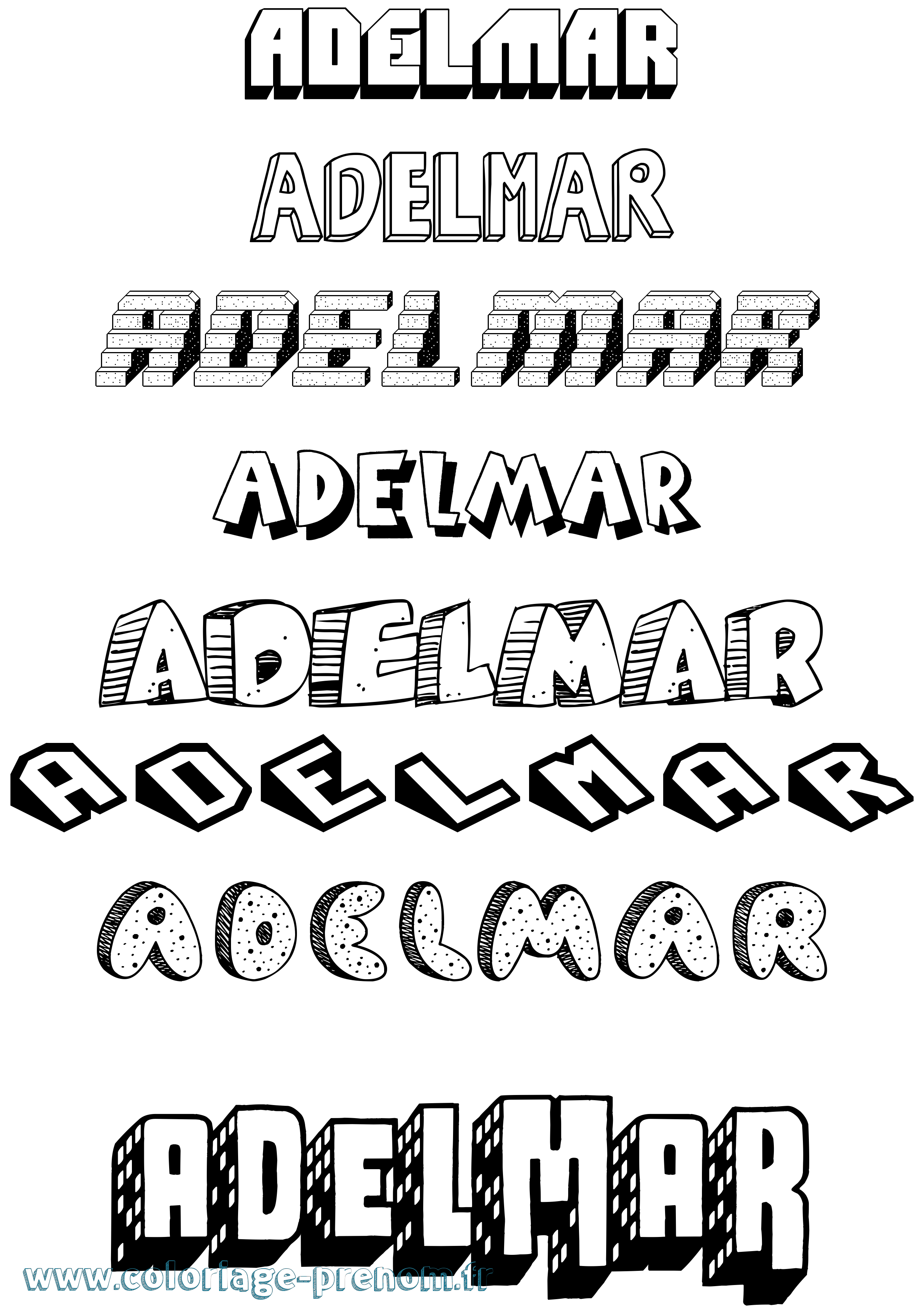 Coloriage prénom Adelmar Effet 3D