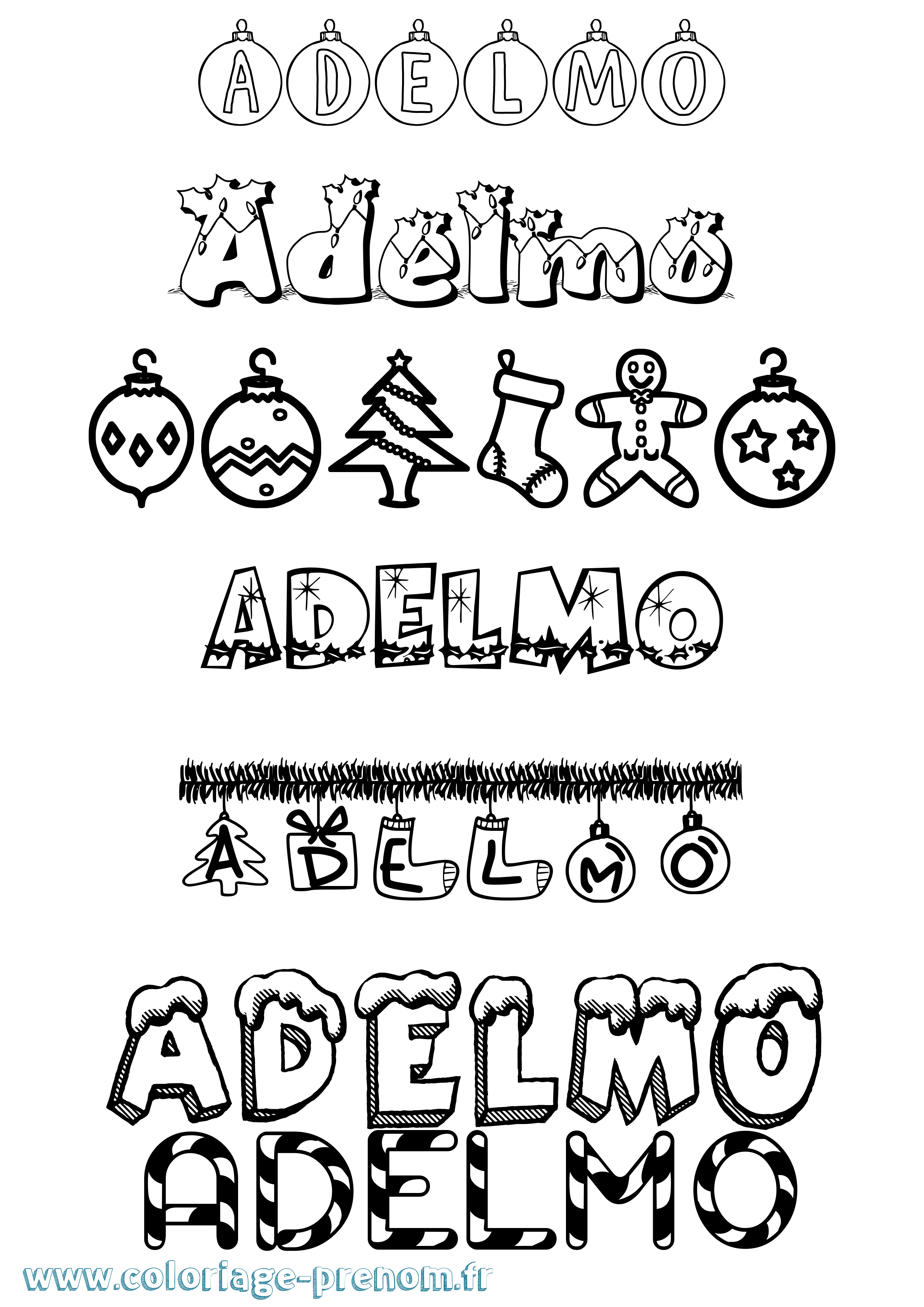 Coloriage prénom Adelmo Noël