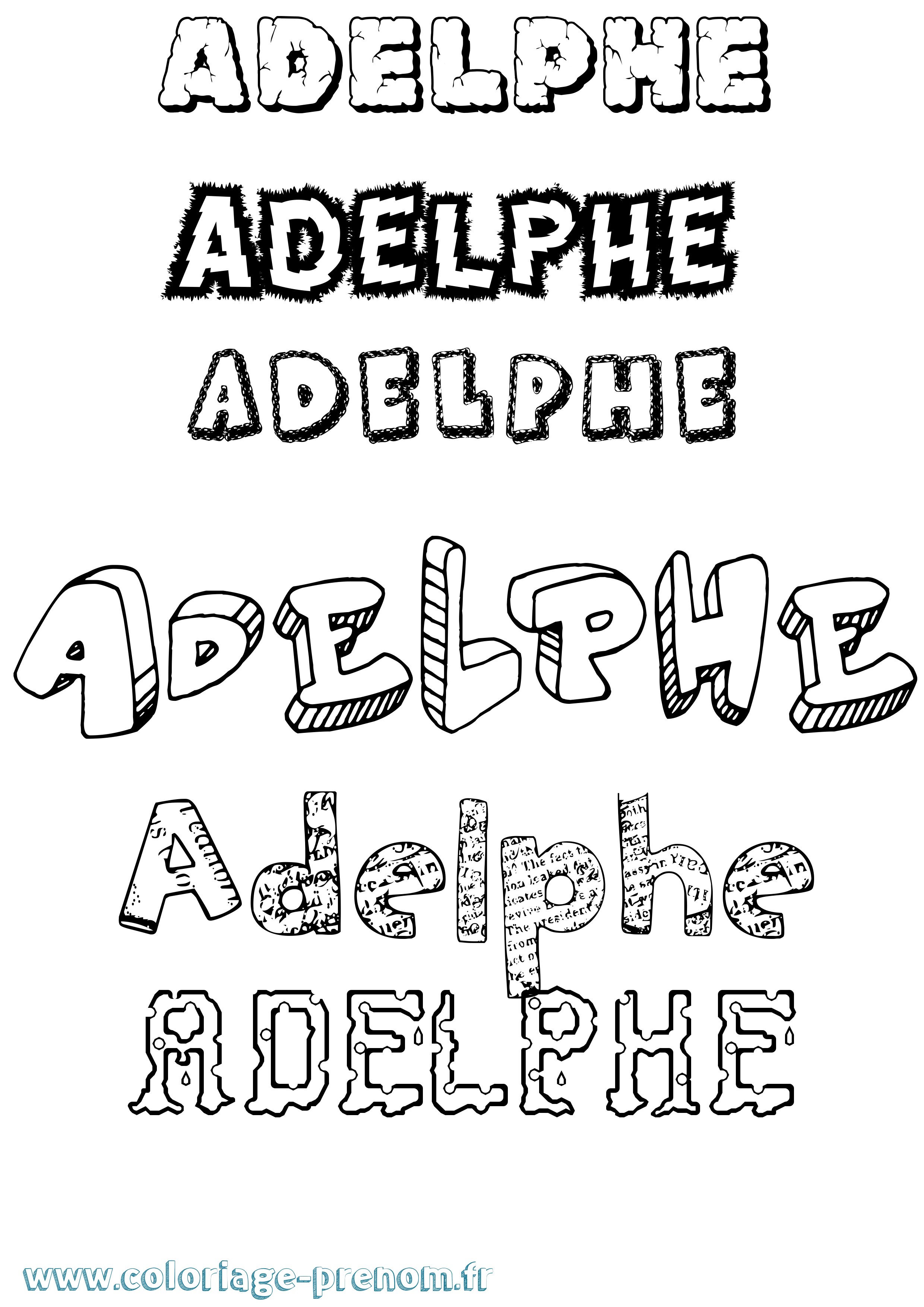 Coloriage prénom Adelphe Destructuré