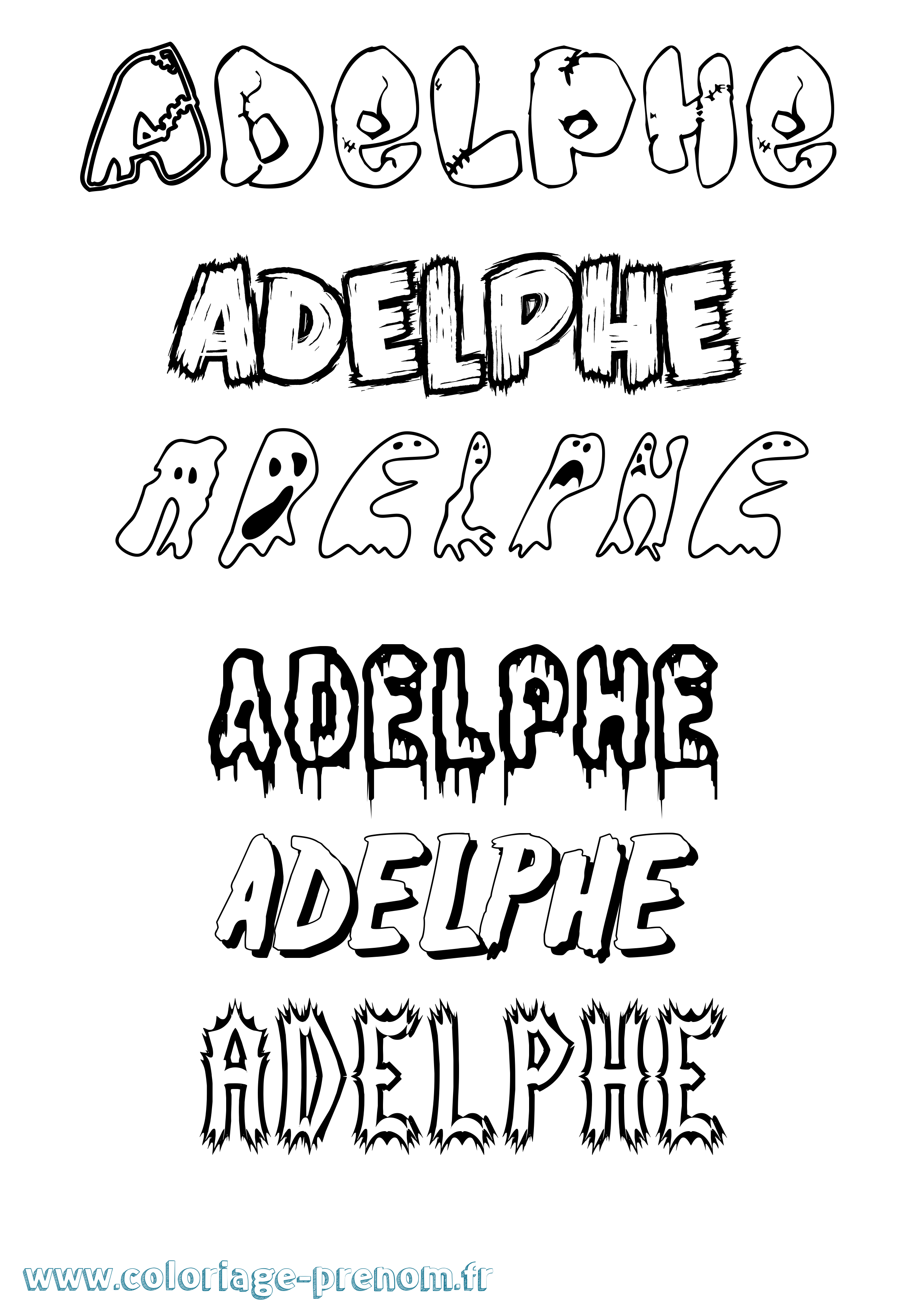 Coloriage prénom Adelphe Frisson
