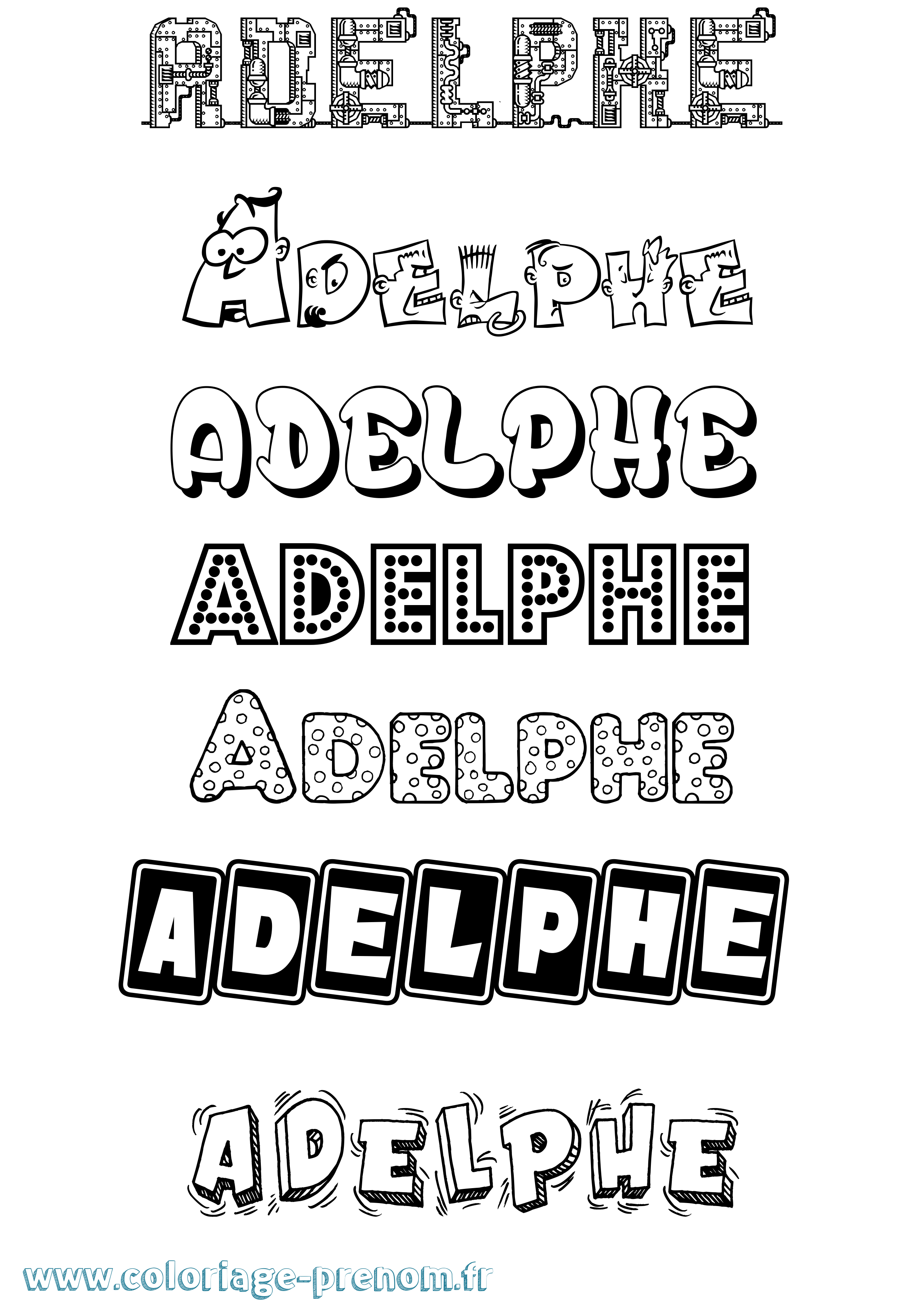 Coloriage prénom Adelphe Fun