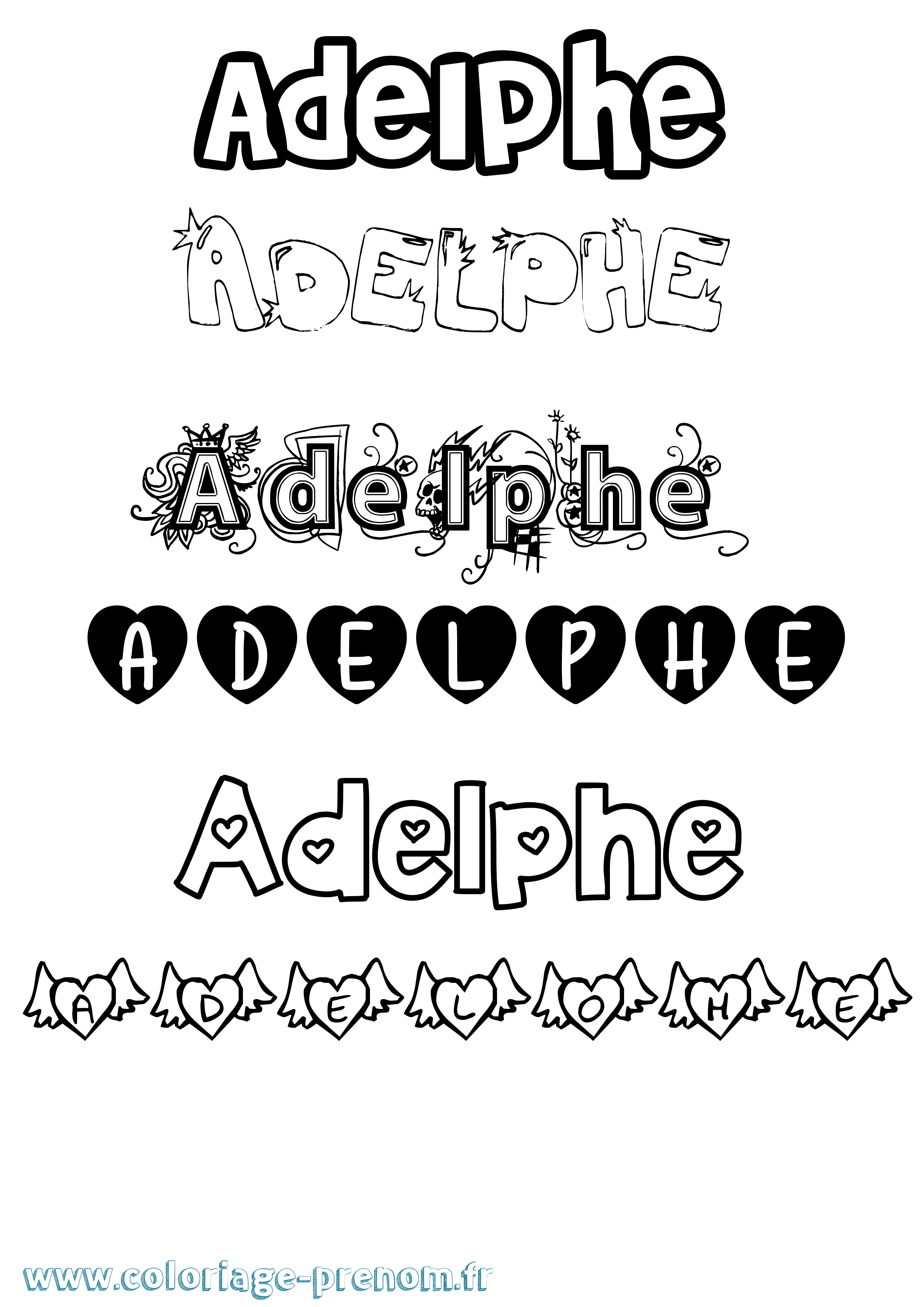 Coloriage prénom Adelphe Girly