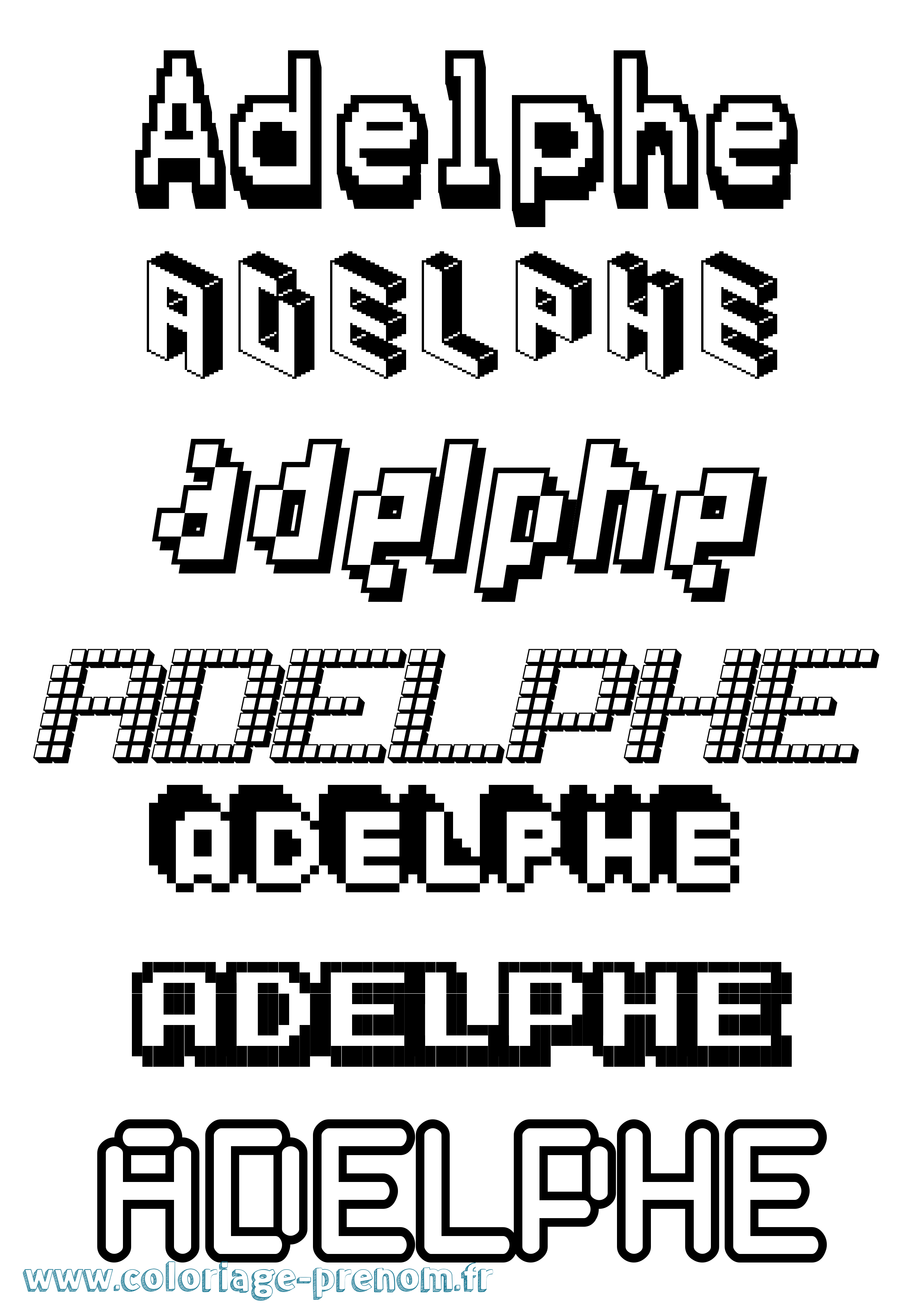 Coloriage prénom Adelphe Pixel