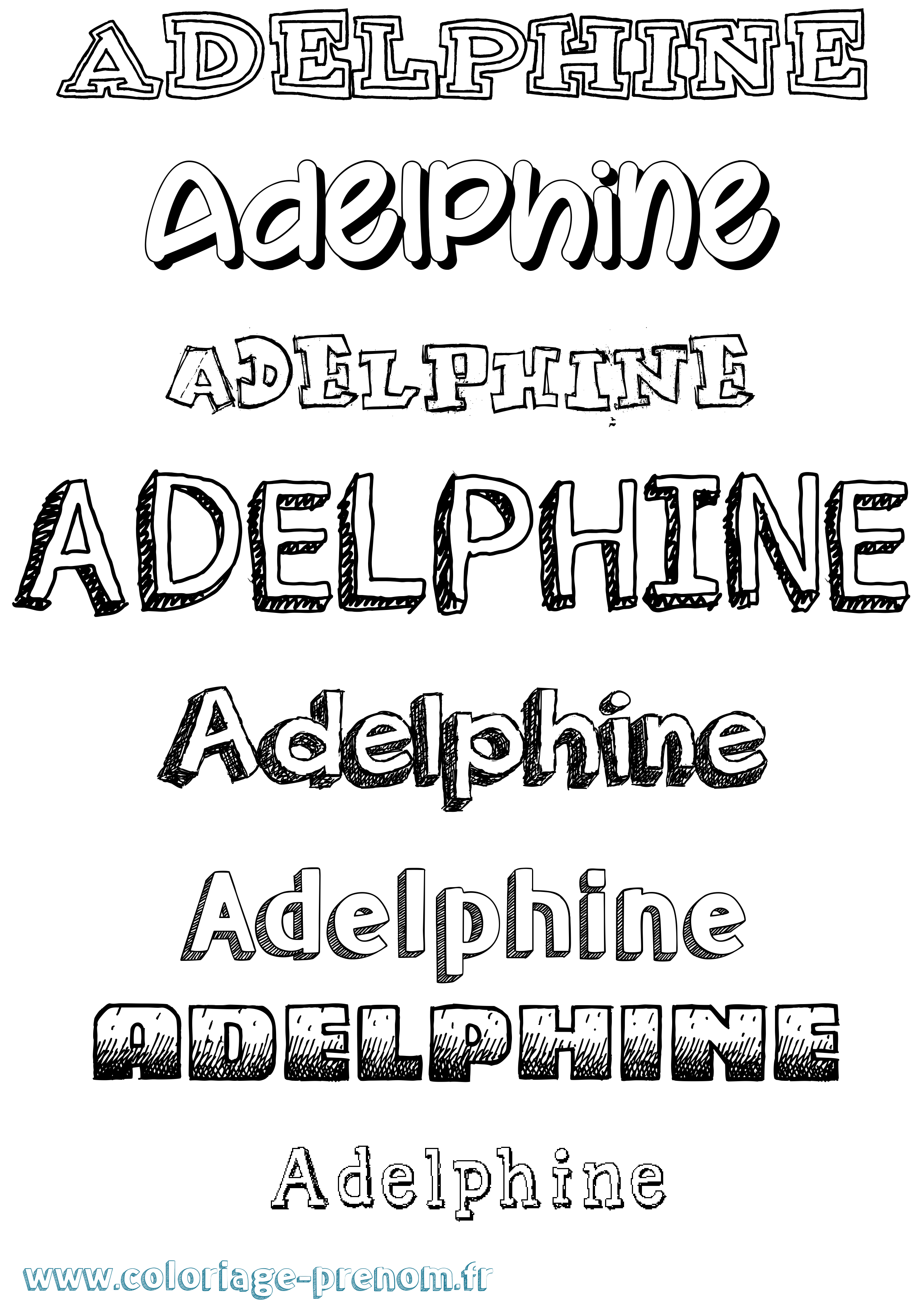 Coloriage prénom Adelphine Dessiné