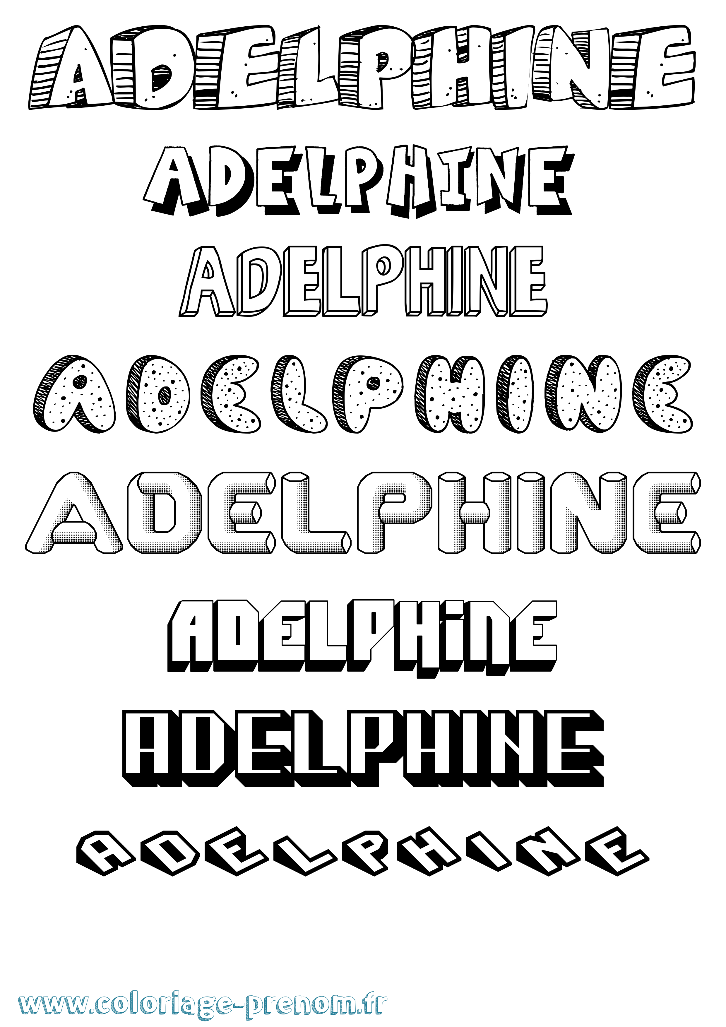 Coloriage prénom Adelphine Effet 3D