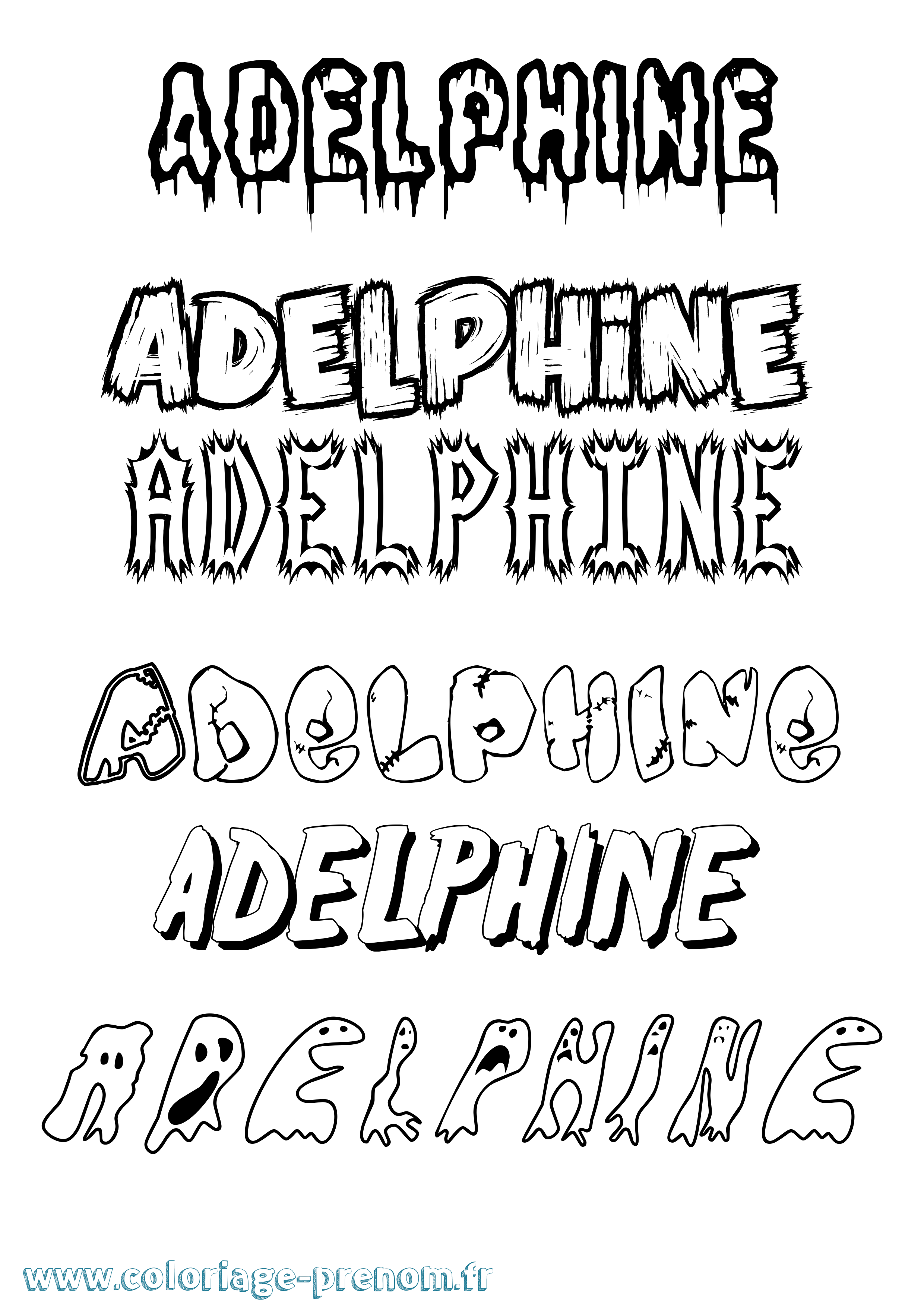 Coloriage prénom Adelphine Frisson