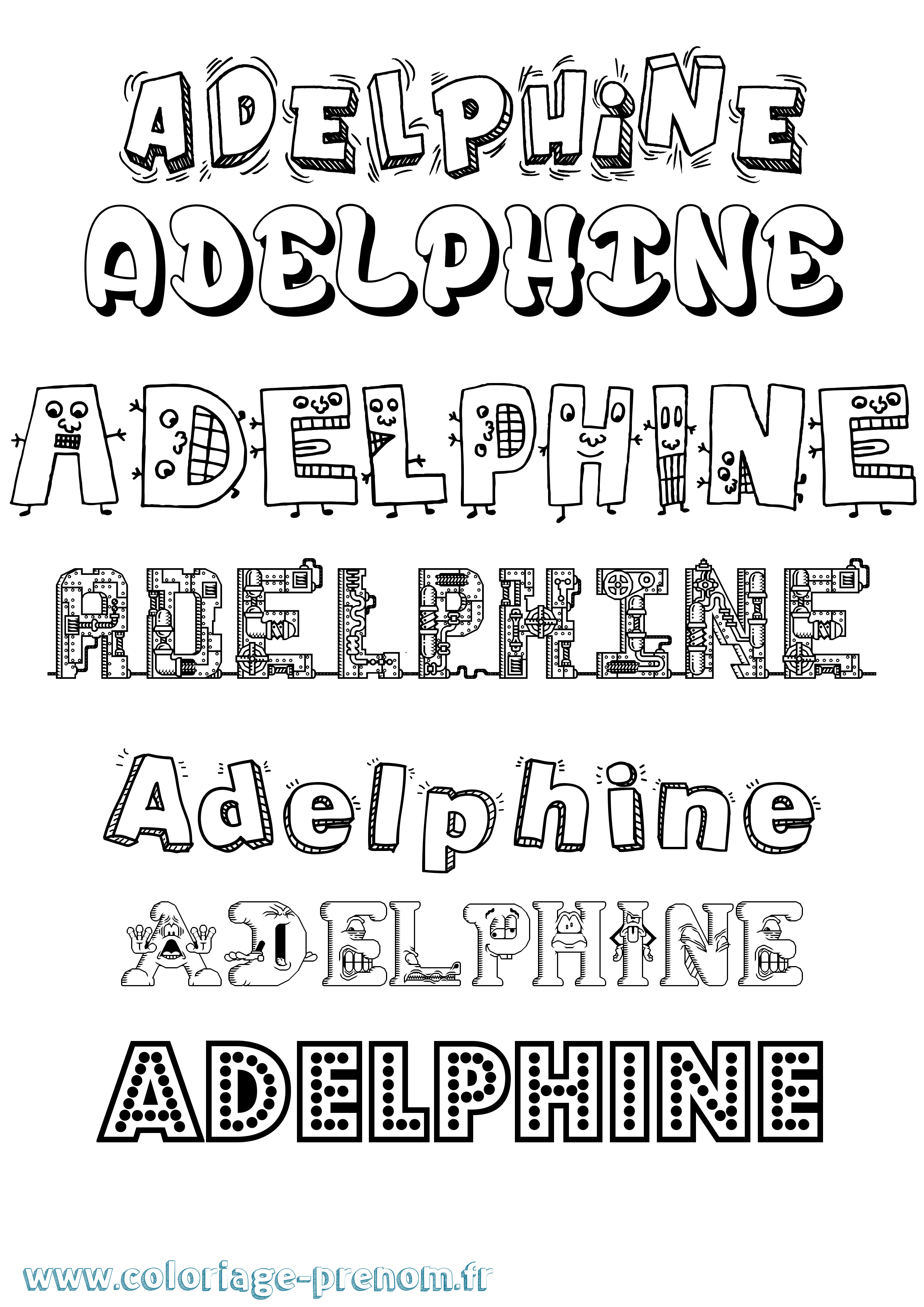 Coloriage prénom Adelphine Fun