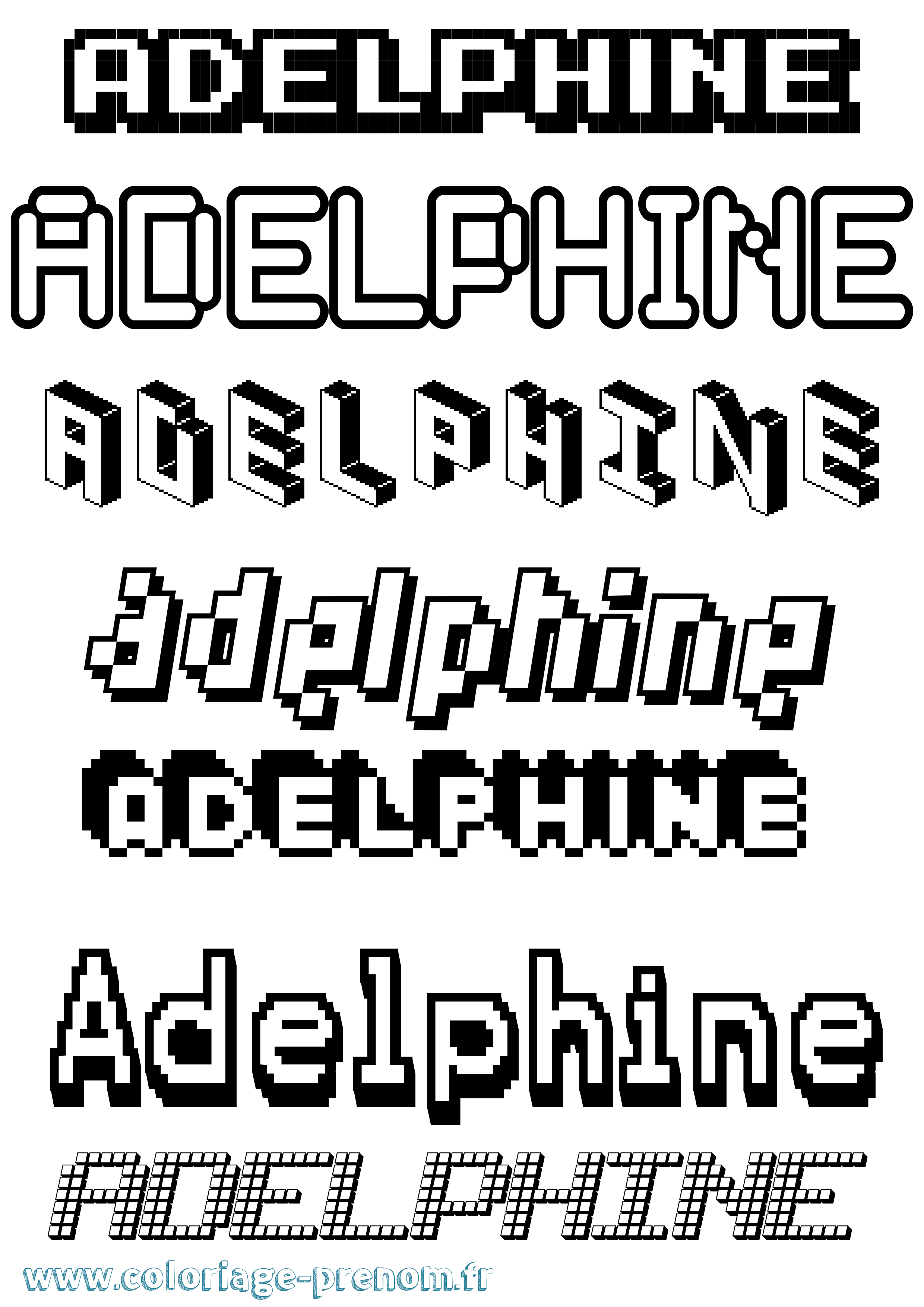Coloriage prénom Adelphine Pixel