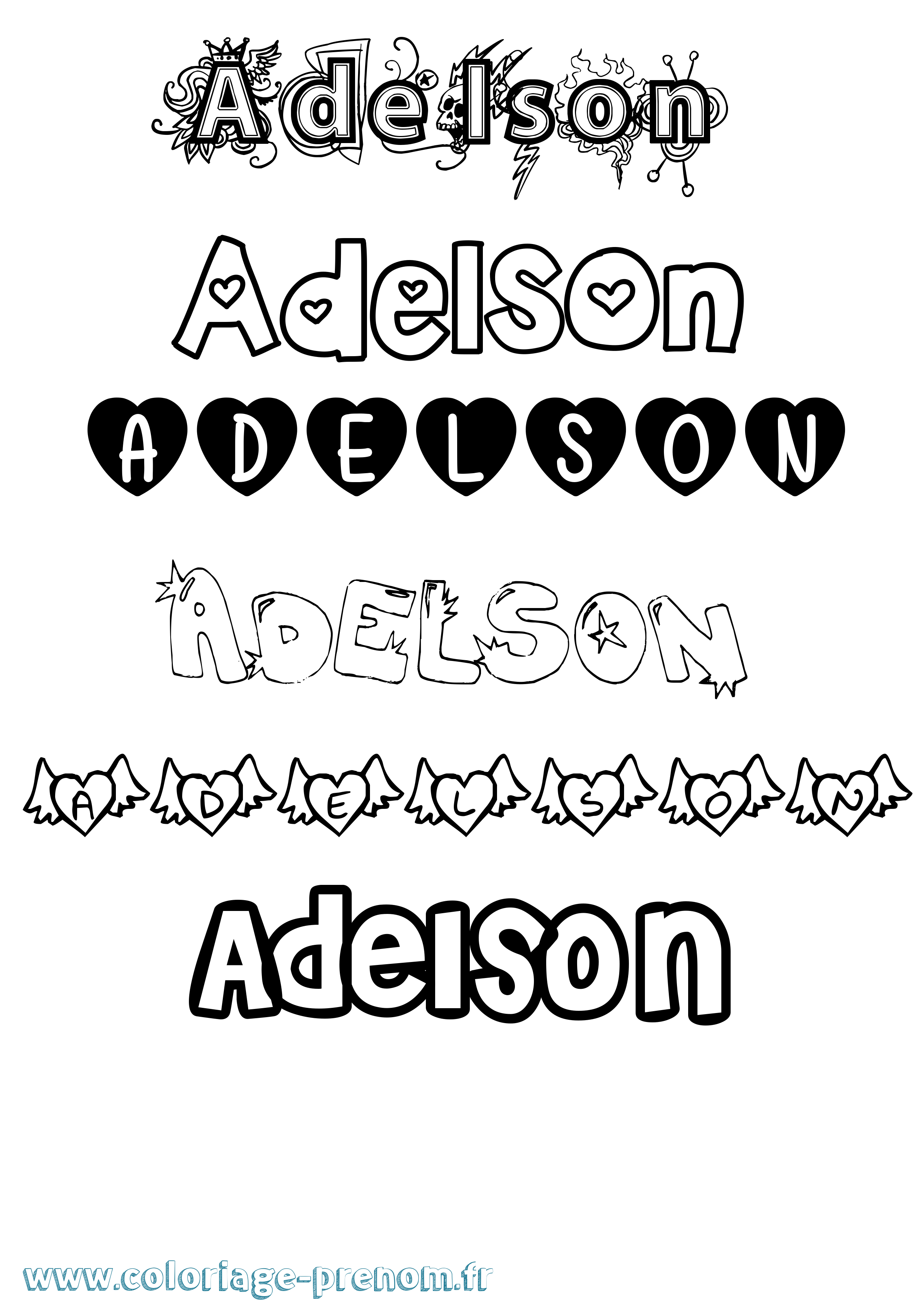 Coloriage prénom Adelson Girly