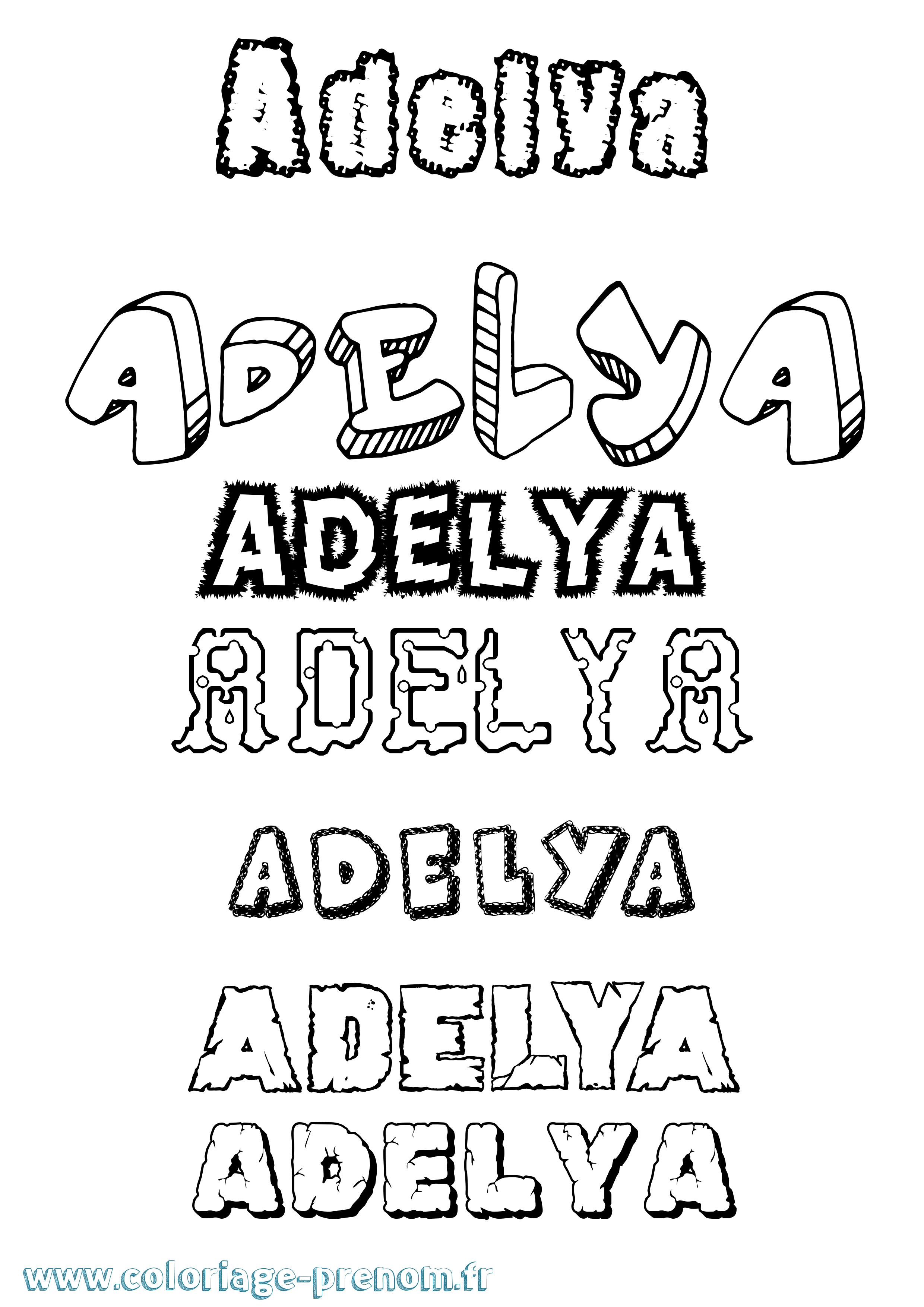 Coloriage prénom Adelya Destructuré