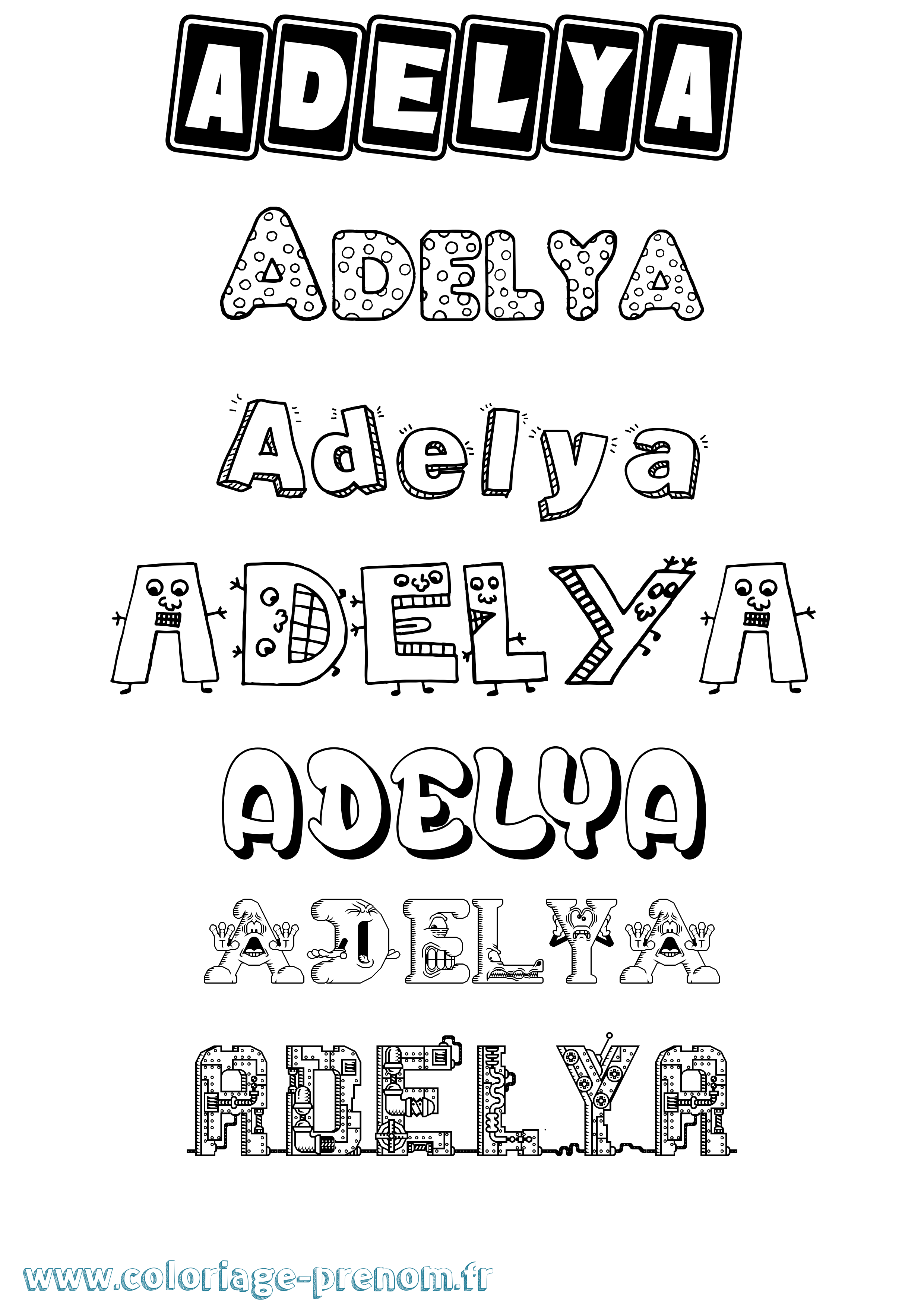 Coloriage prénom Adelya Fun