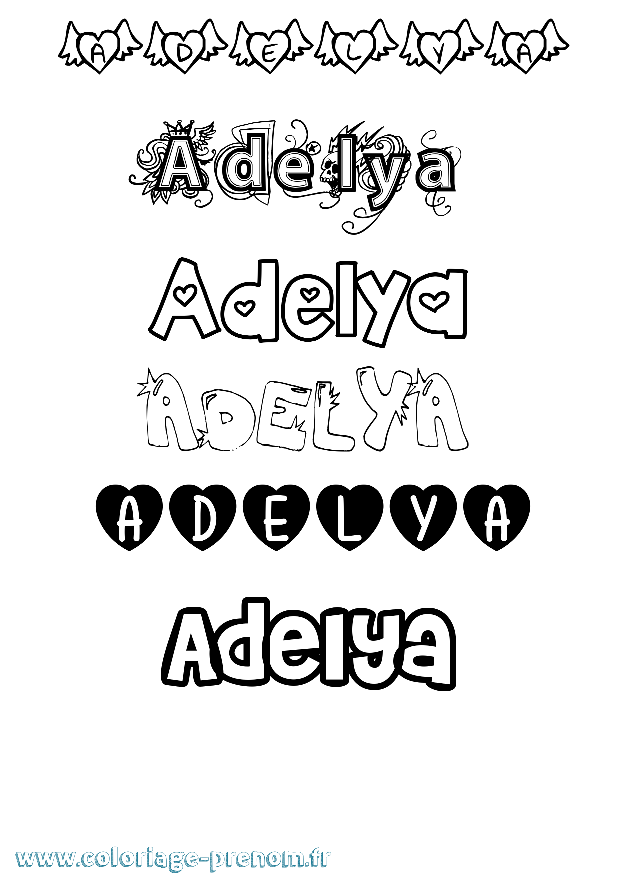 Coloriage prénom Adelya Girly