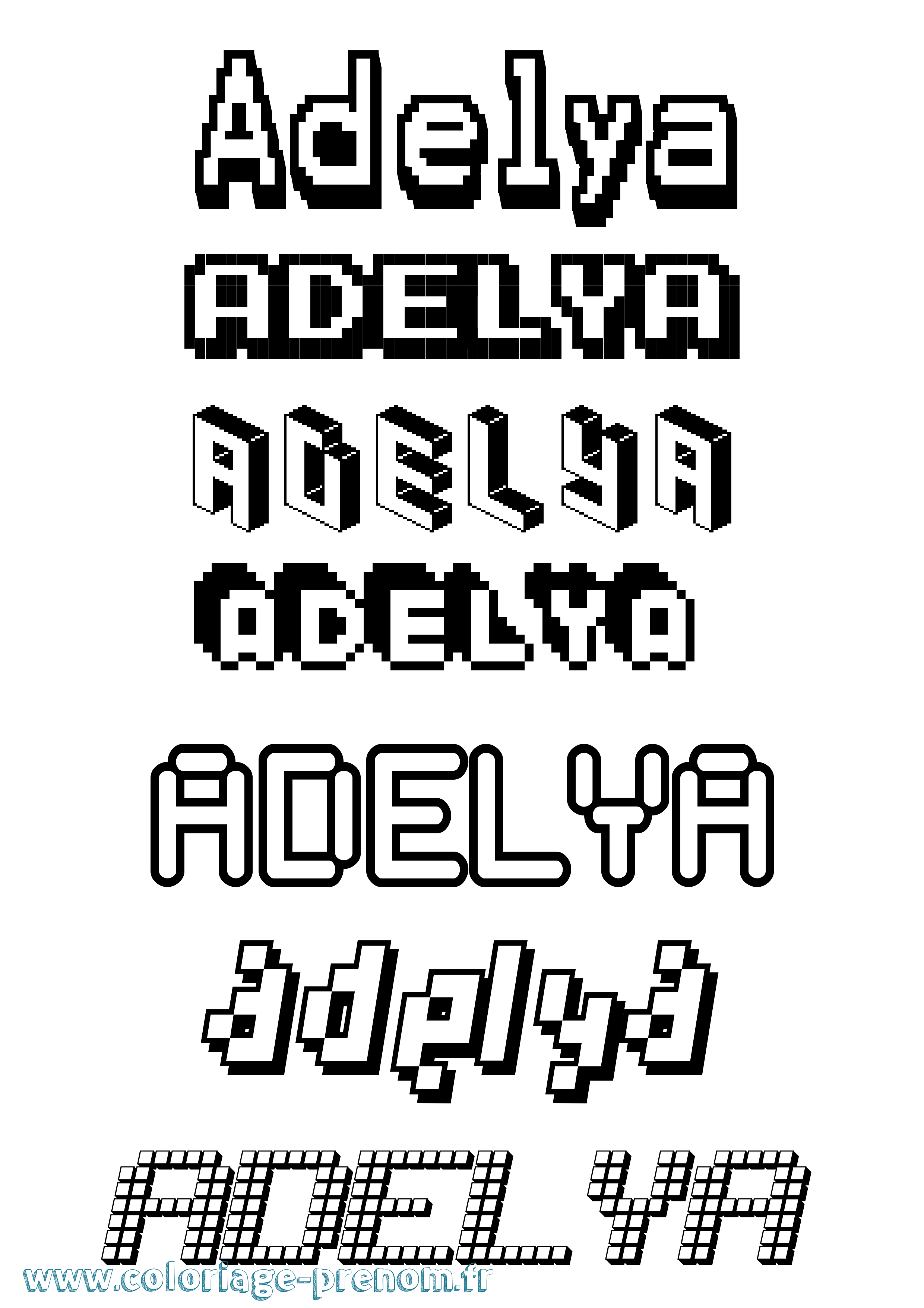 Coloriage prénom Adelya Pixel
