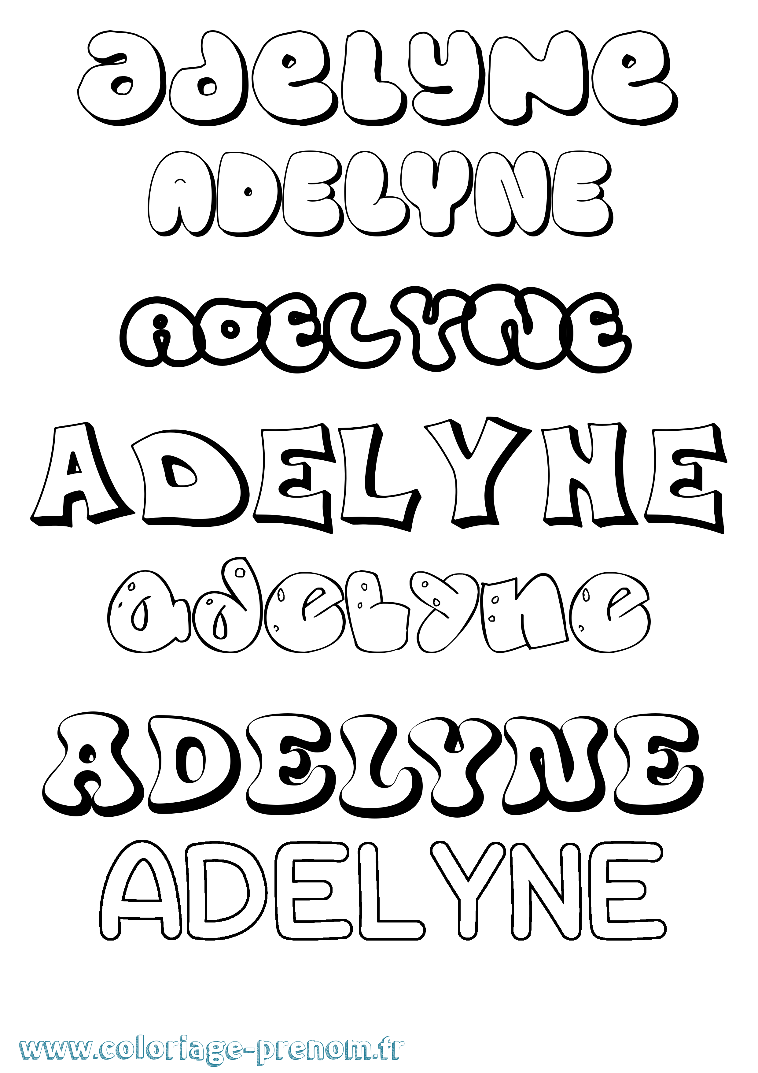Coloriage Adelyne Bubble Coloriage prénom Adelyne Bubble