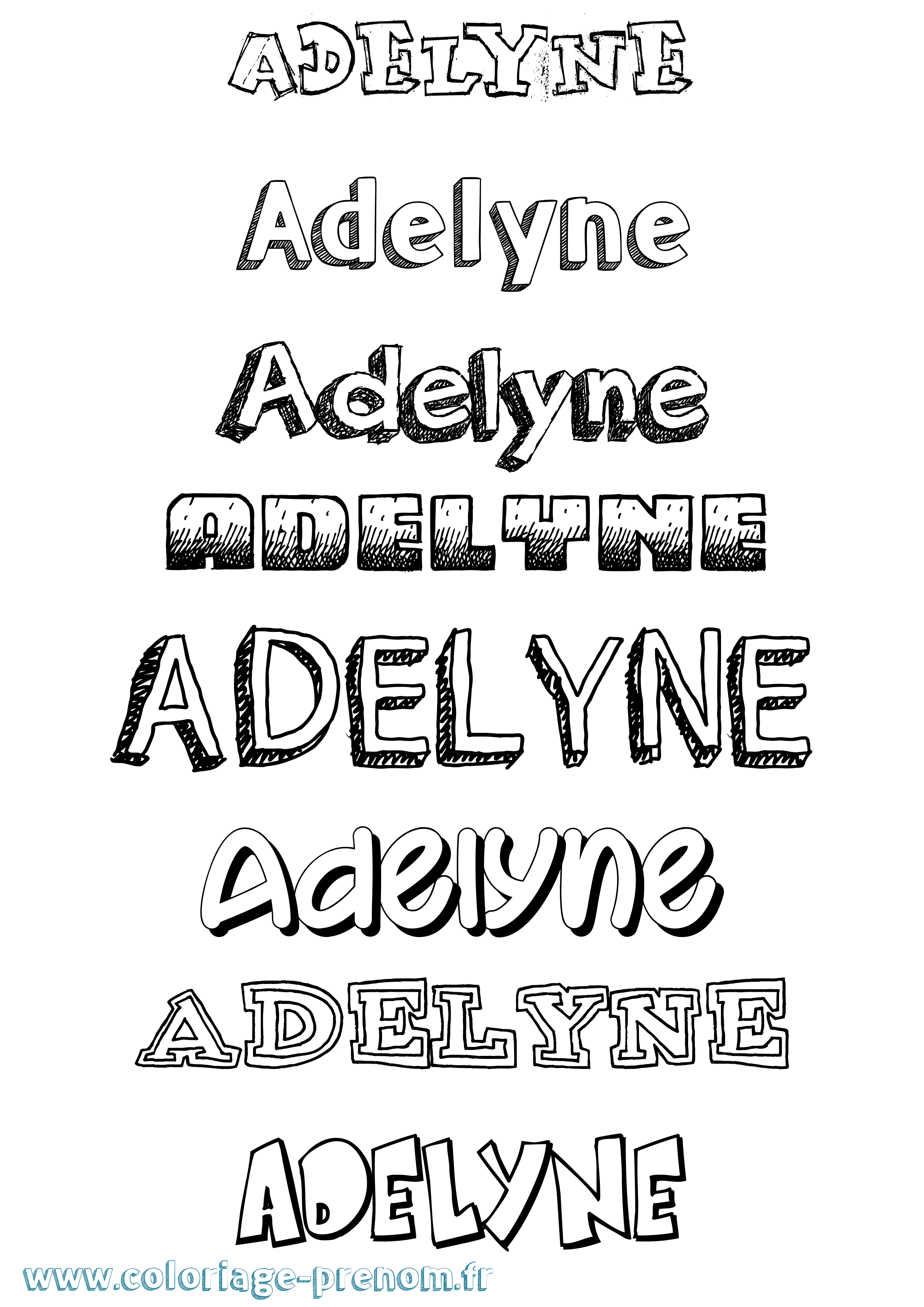 Coloriage Adelyne Dessiné Coloriage prénom Adelyne Dessiné