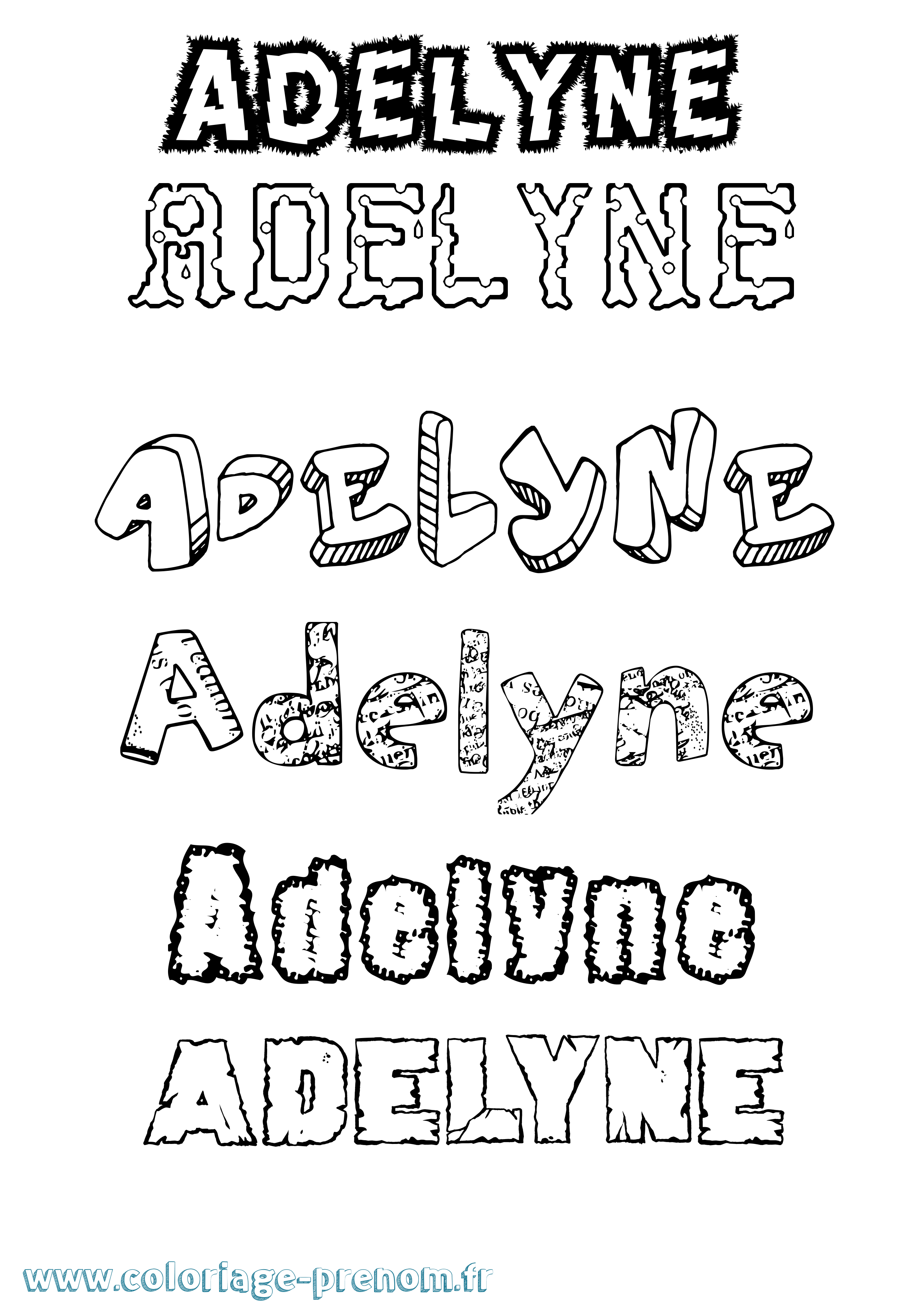Coloriage Adelyne Destructuré Coloriage prénom Adelyne Destructuré
