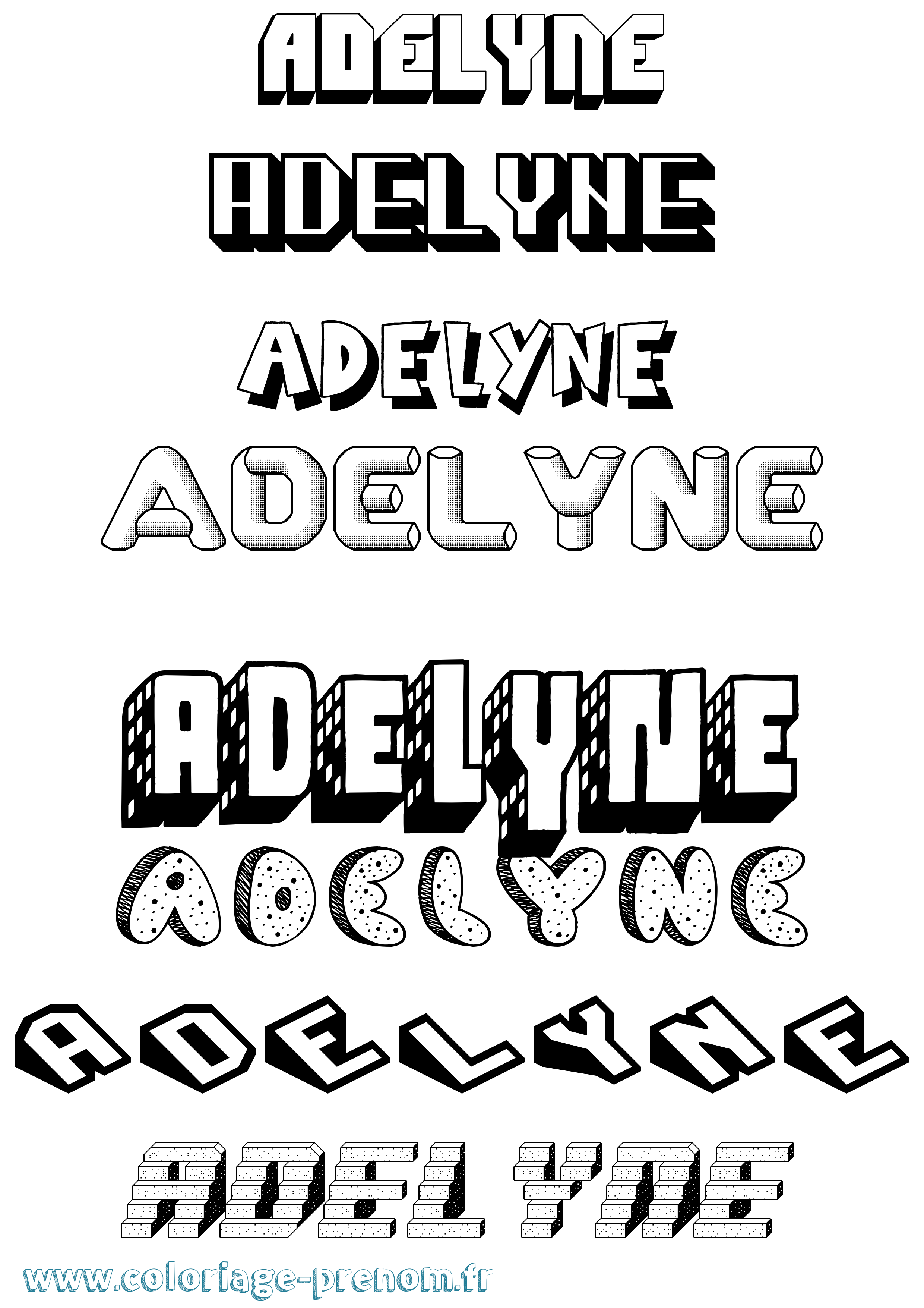 Coloriage prénom Adelyne Effet 3D