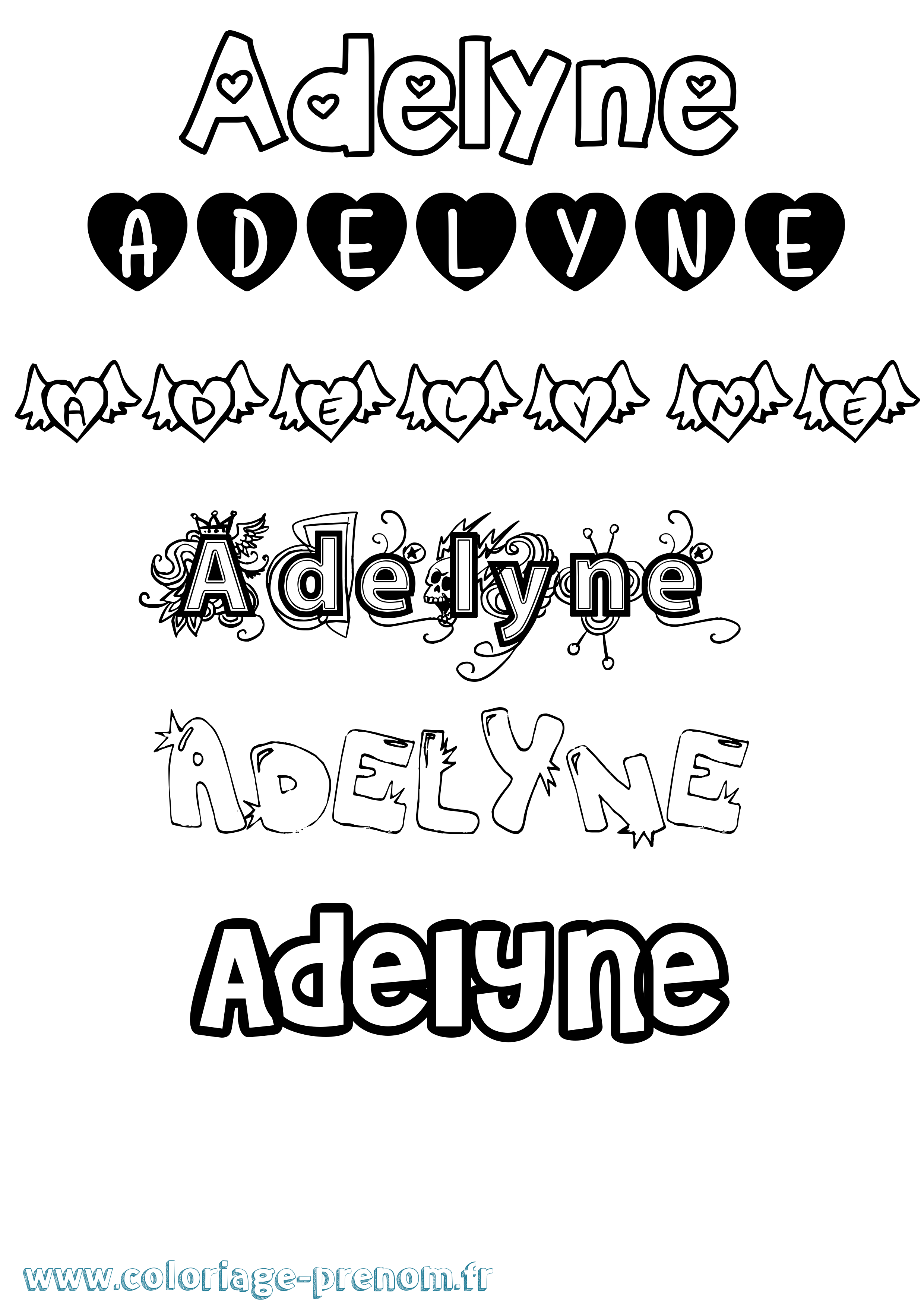 Coloriage Adelyne Girly Coloriage prénom Adelyne Girly