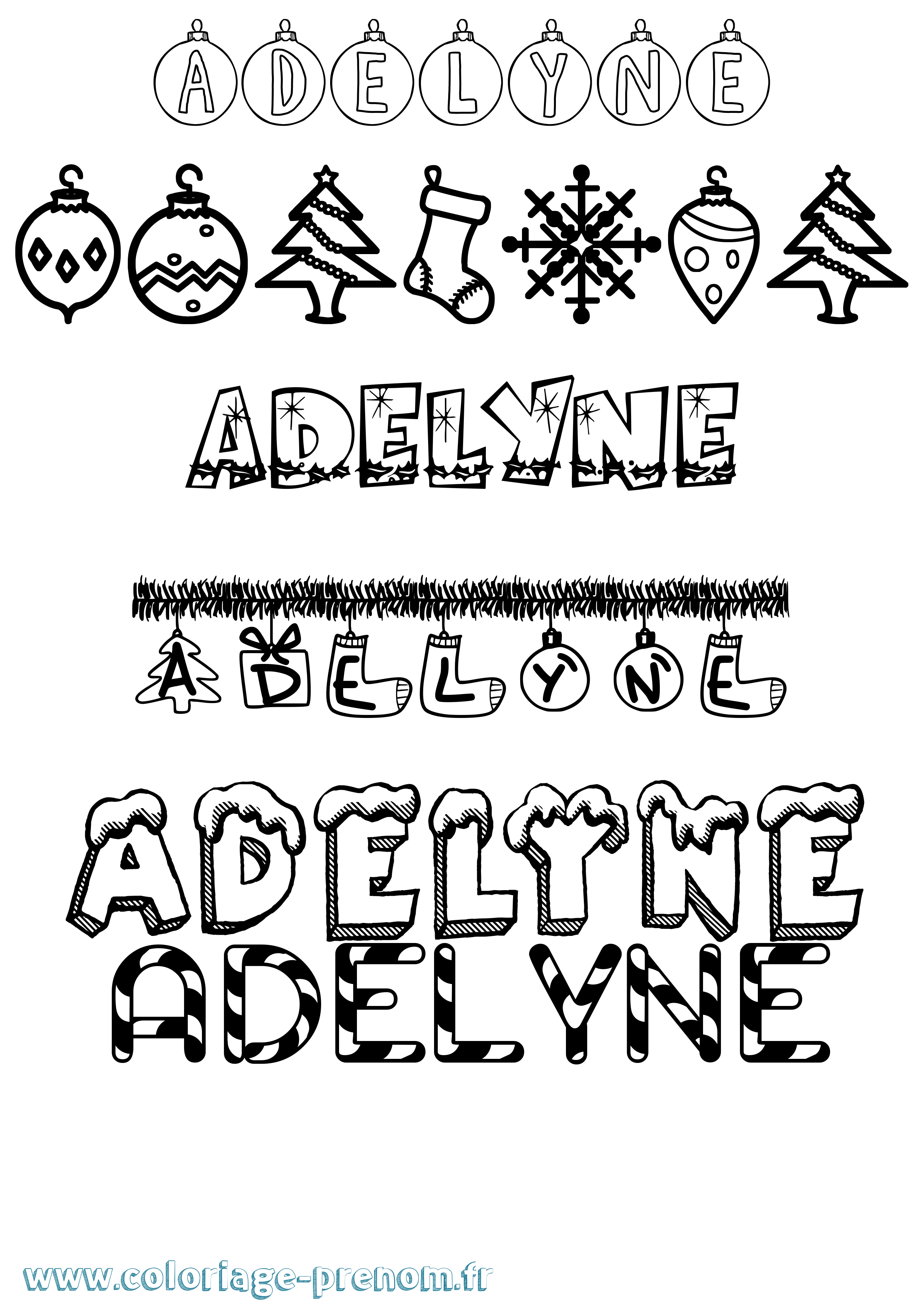 Coloriage prénom Adelyne Noël