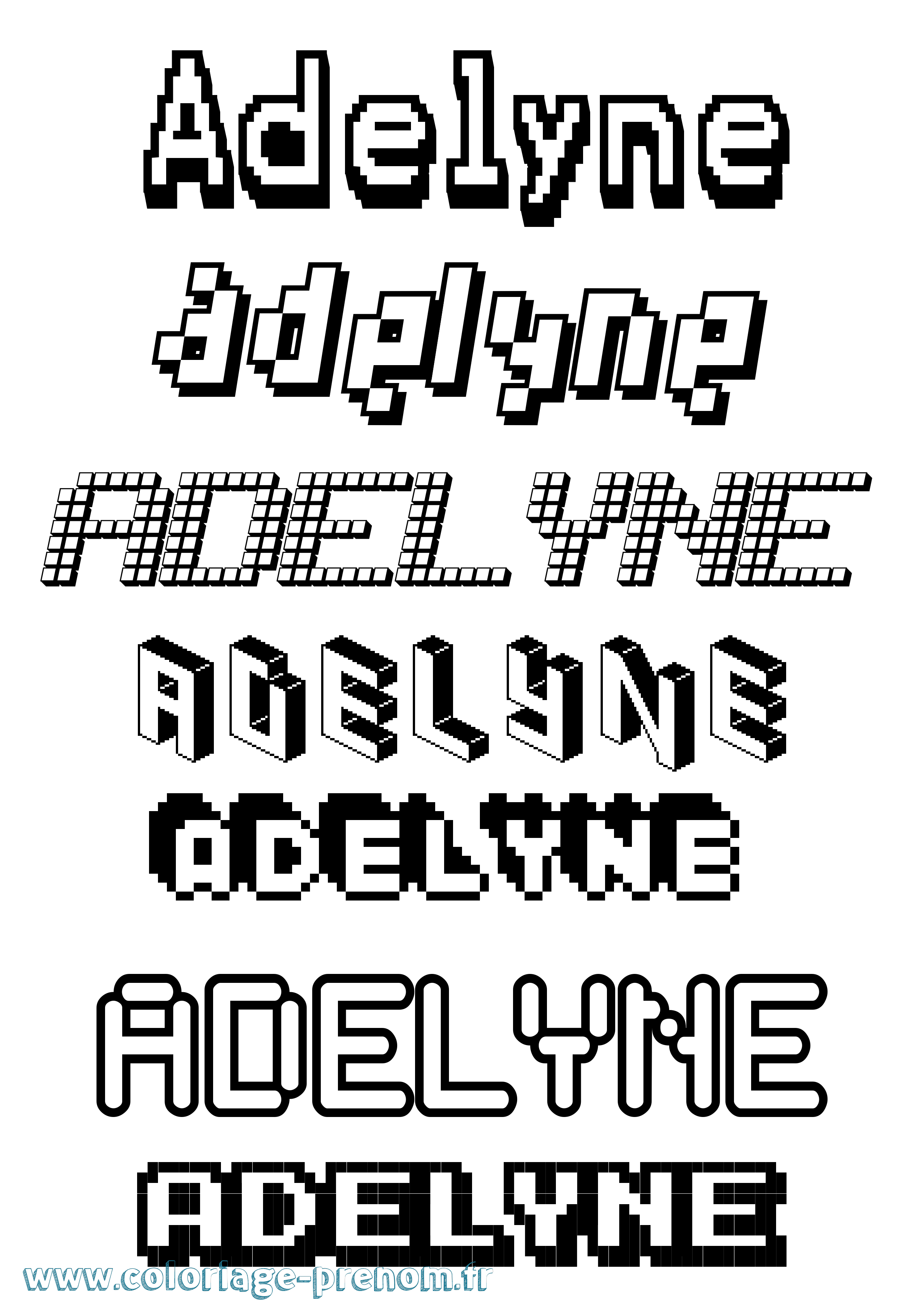 Coloriage prénom Adelyne Pixel
