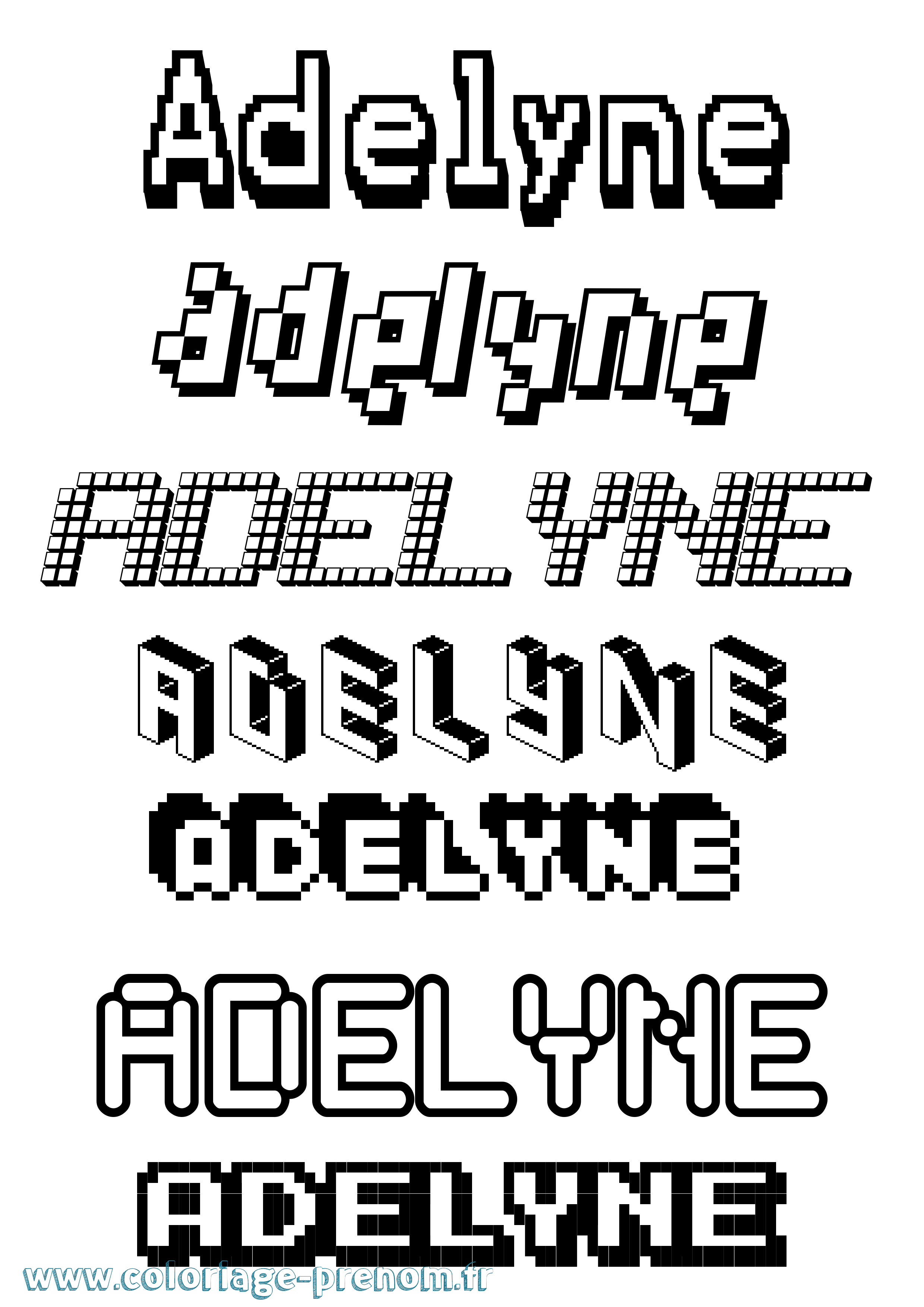 Coloriage Adelyne Pixel Coloriage prénom Adelyne Pixel