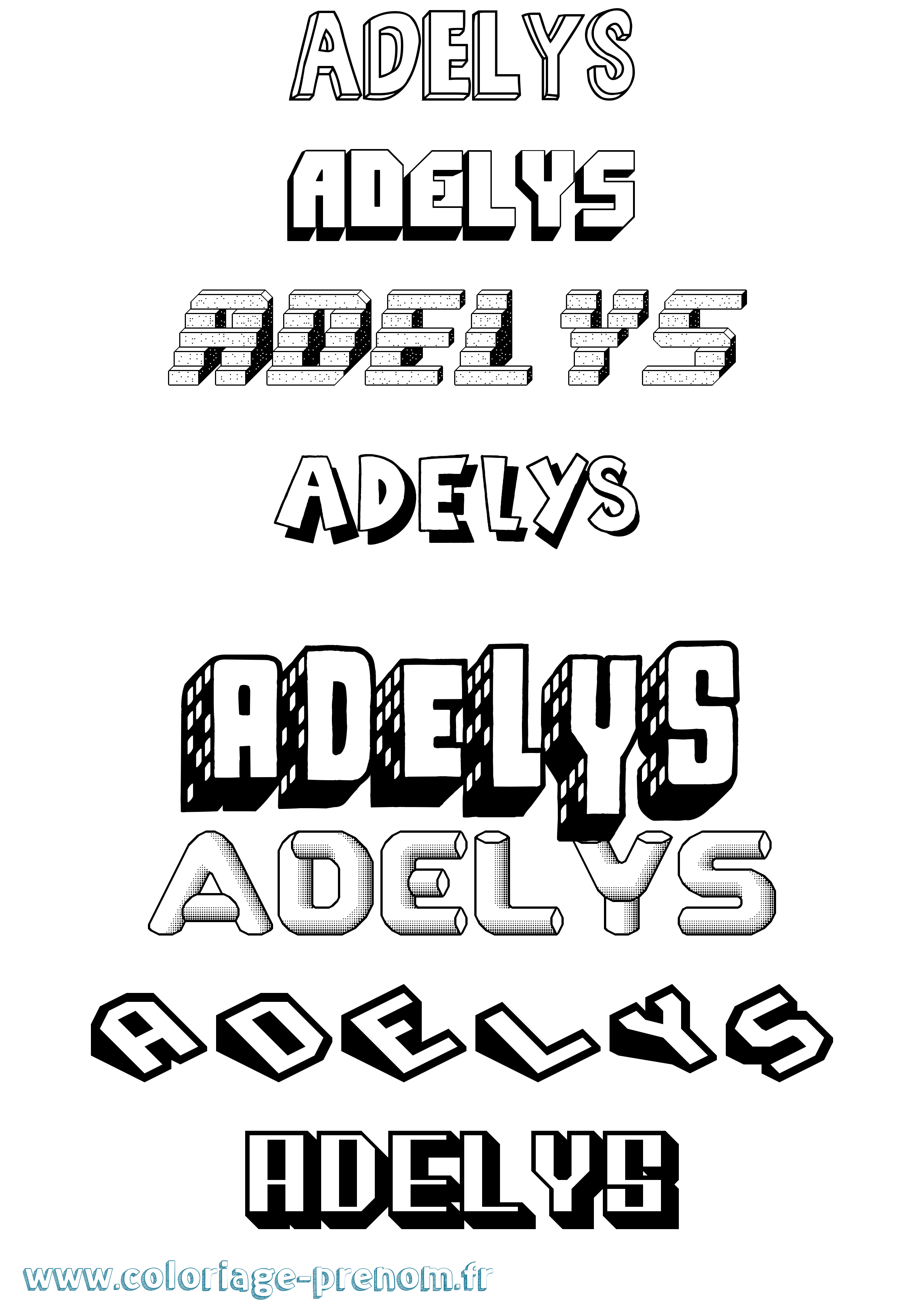 Coloriage Adelys Effet 3D Coloriage prénom Adelys Effet 3D