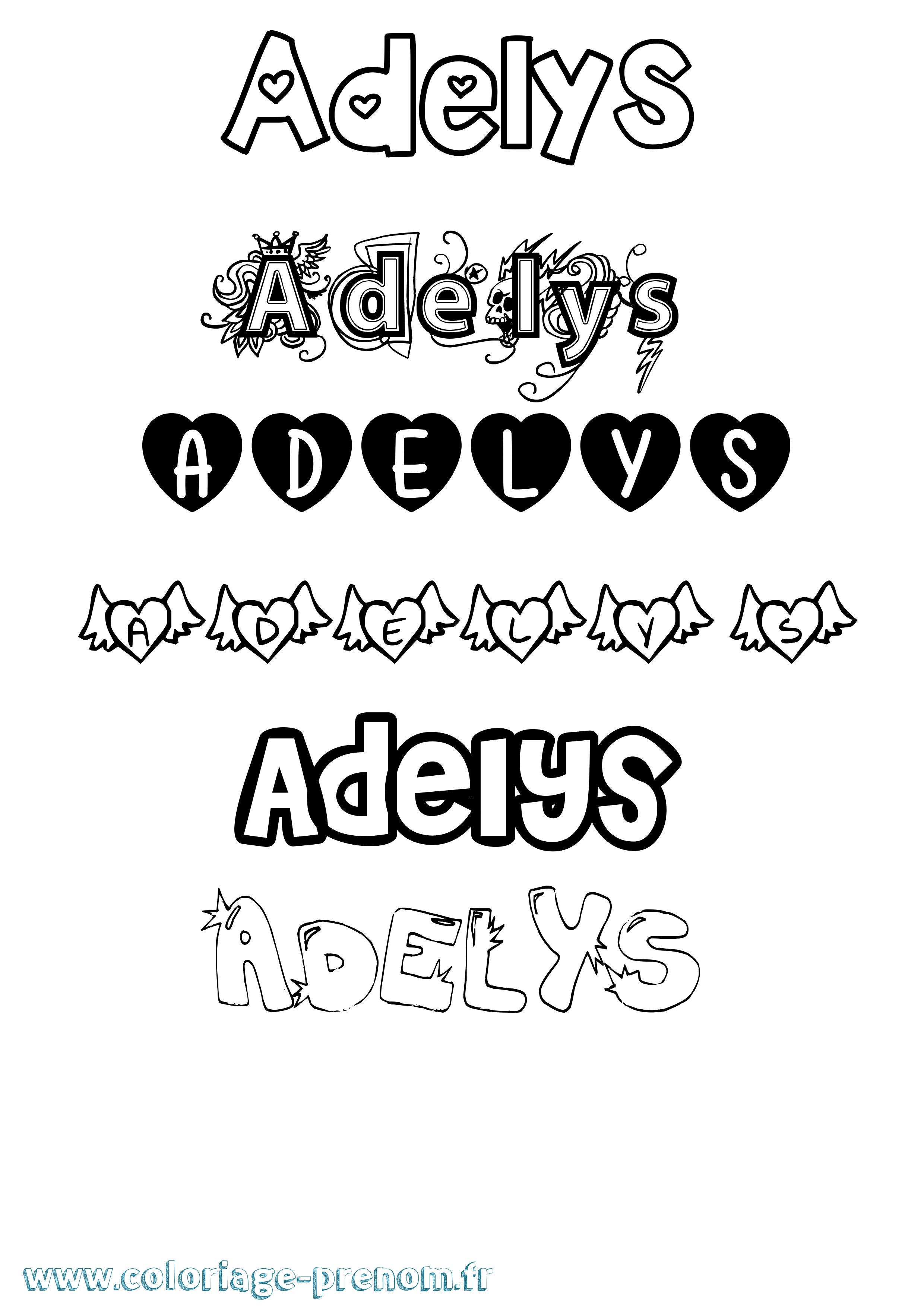 Coloriage prénom Adelys Girly