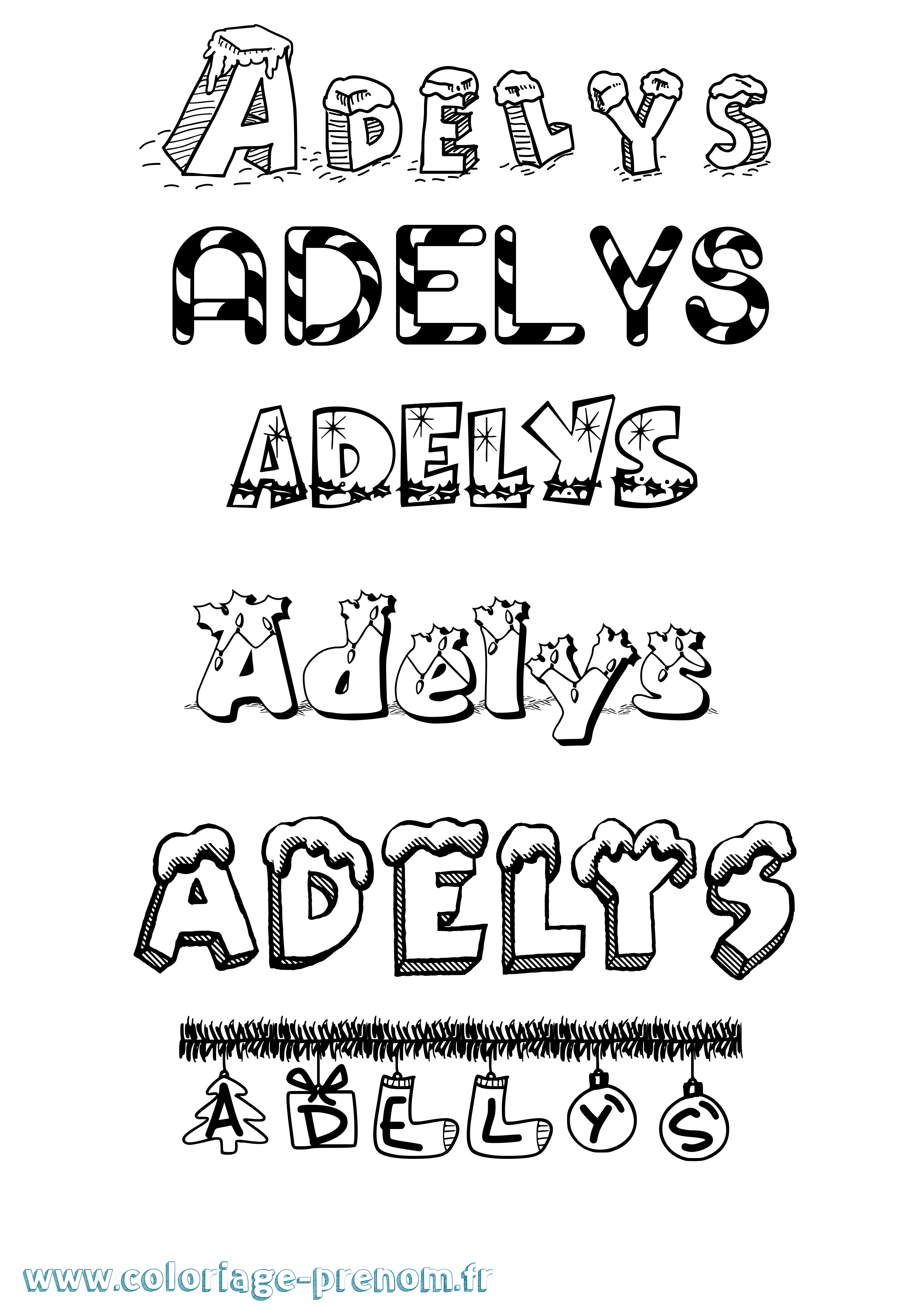 Coloriage Adelys Noël Coloriage prénom Adelys Noël