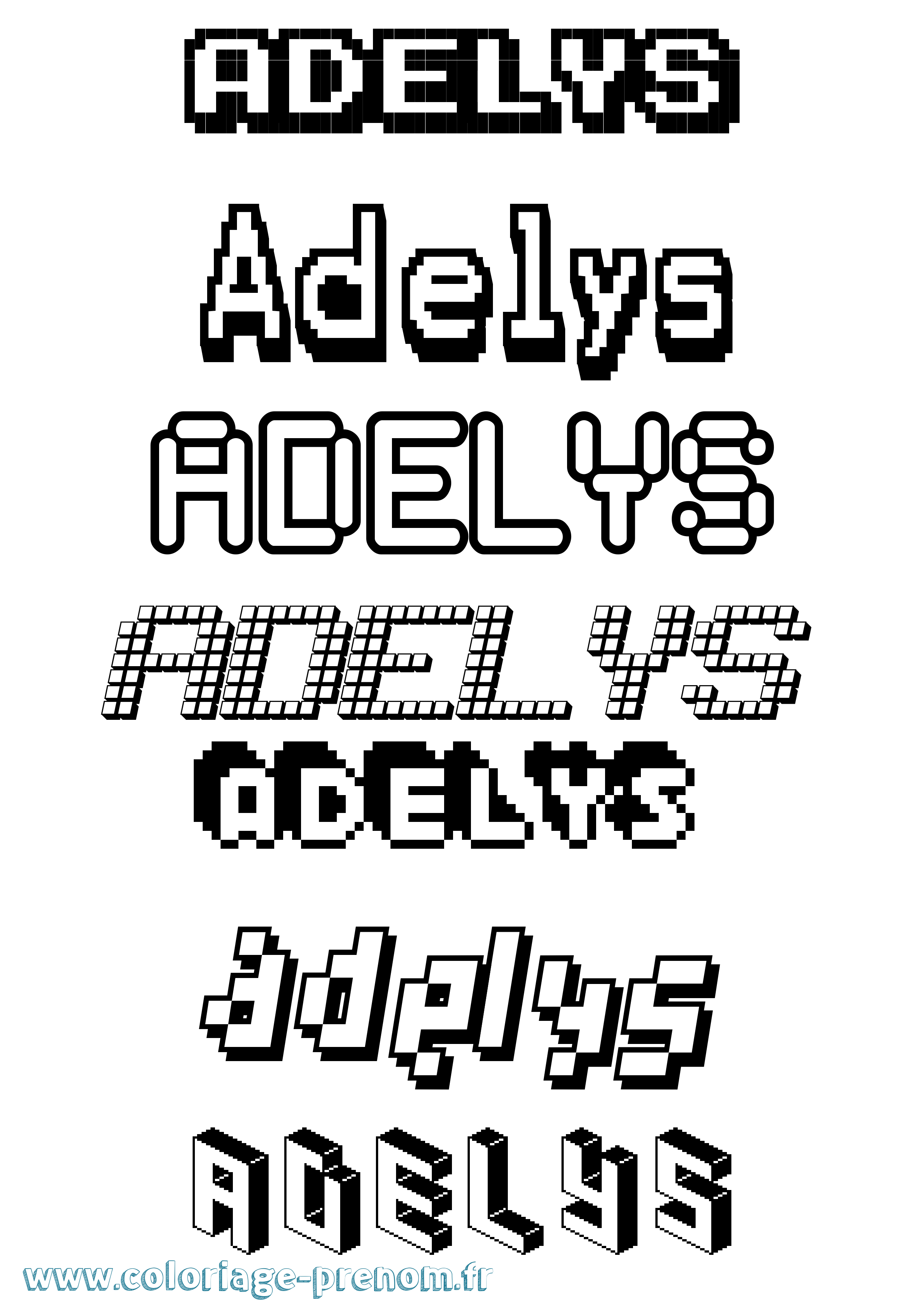 Coloriage prénom Adelys Pixel