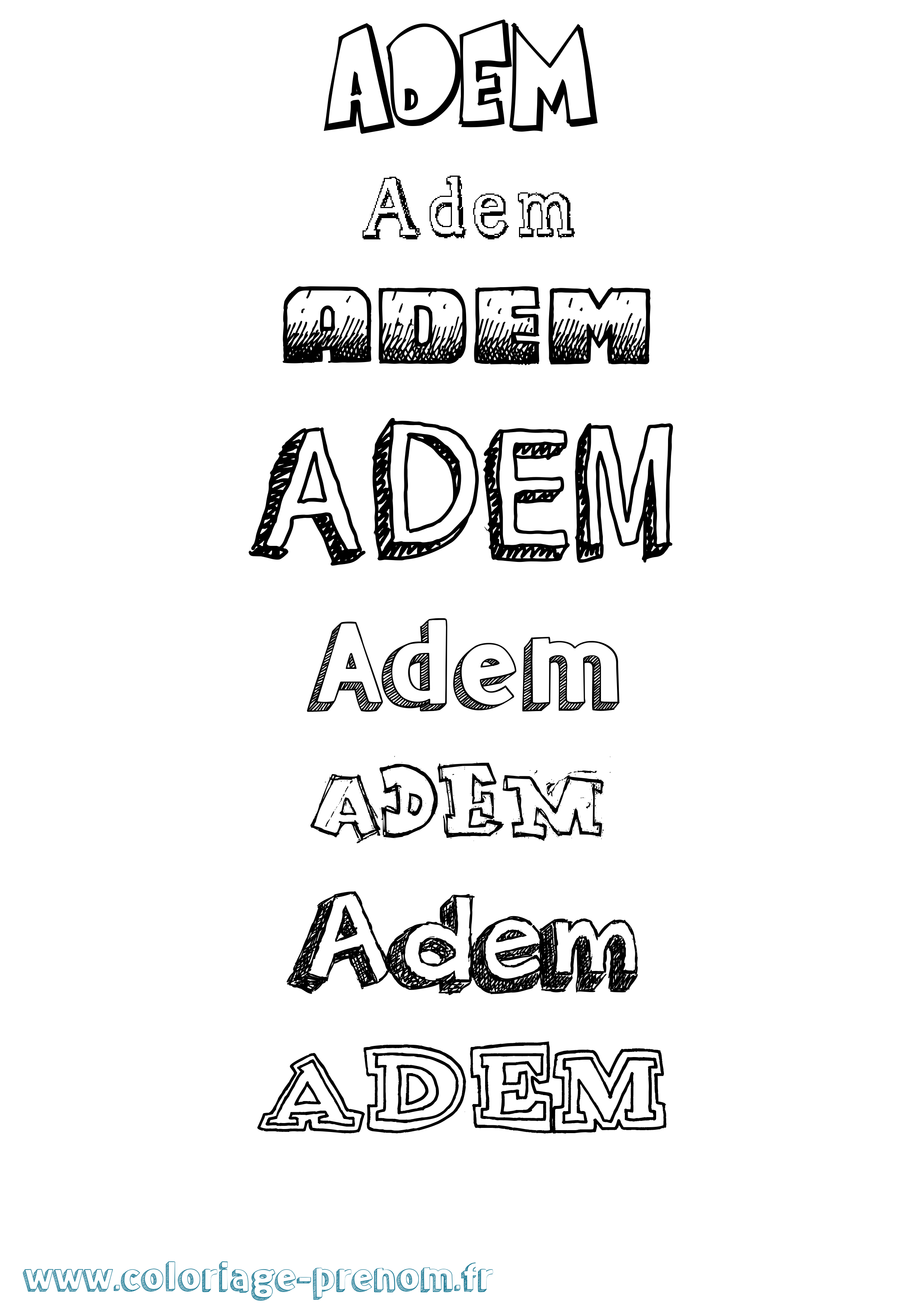 Coloriage prénom Adem Dessiné
