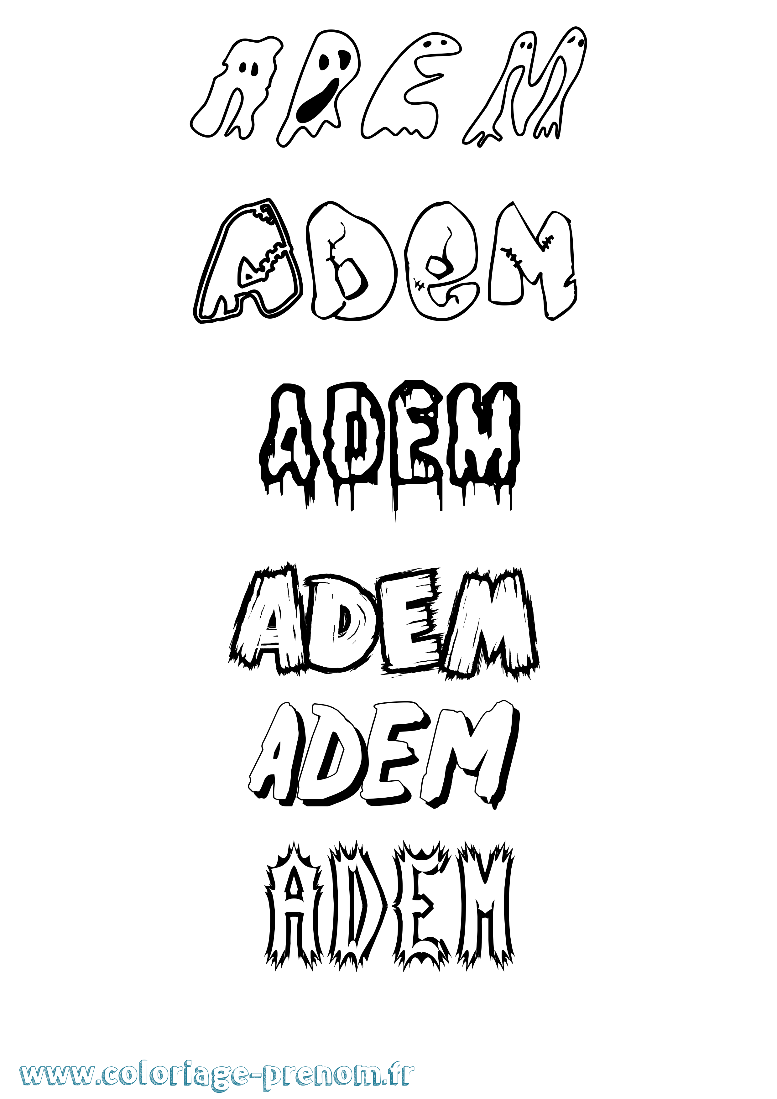 Coloriage prénom Adem Frisson