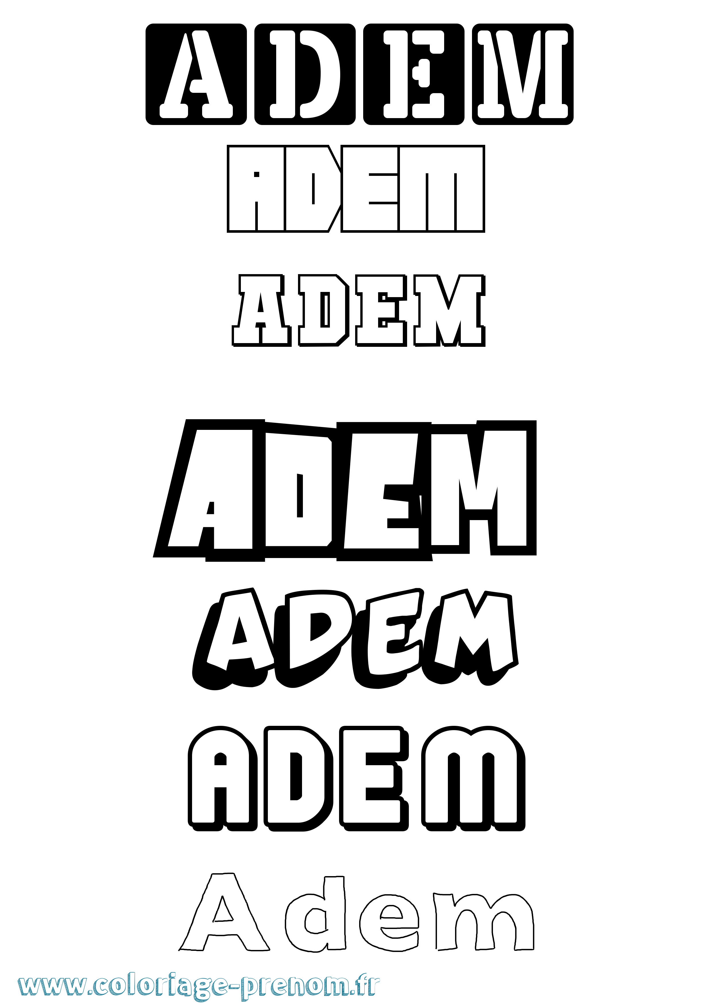 Coloriage prénom Adem Simple