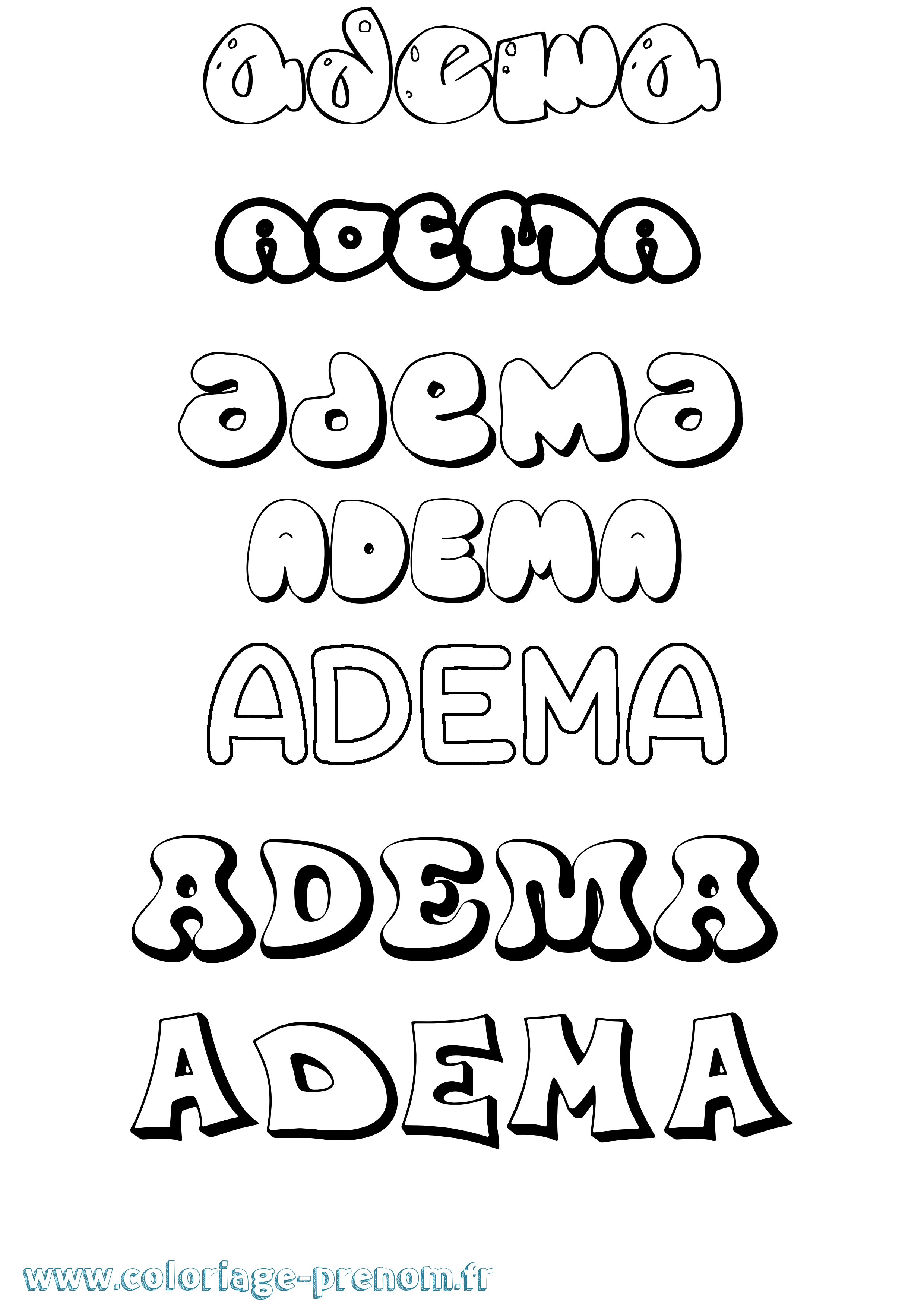 Coloriage prénom Adema Bubble
