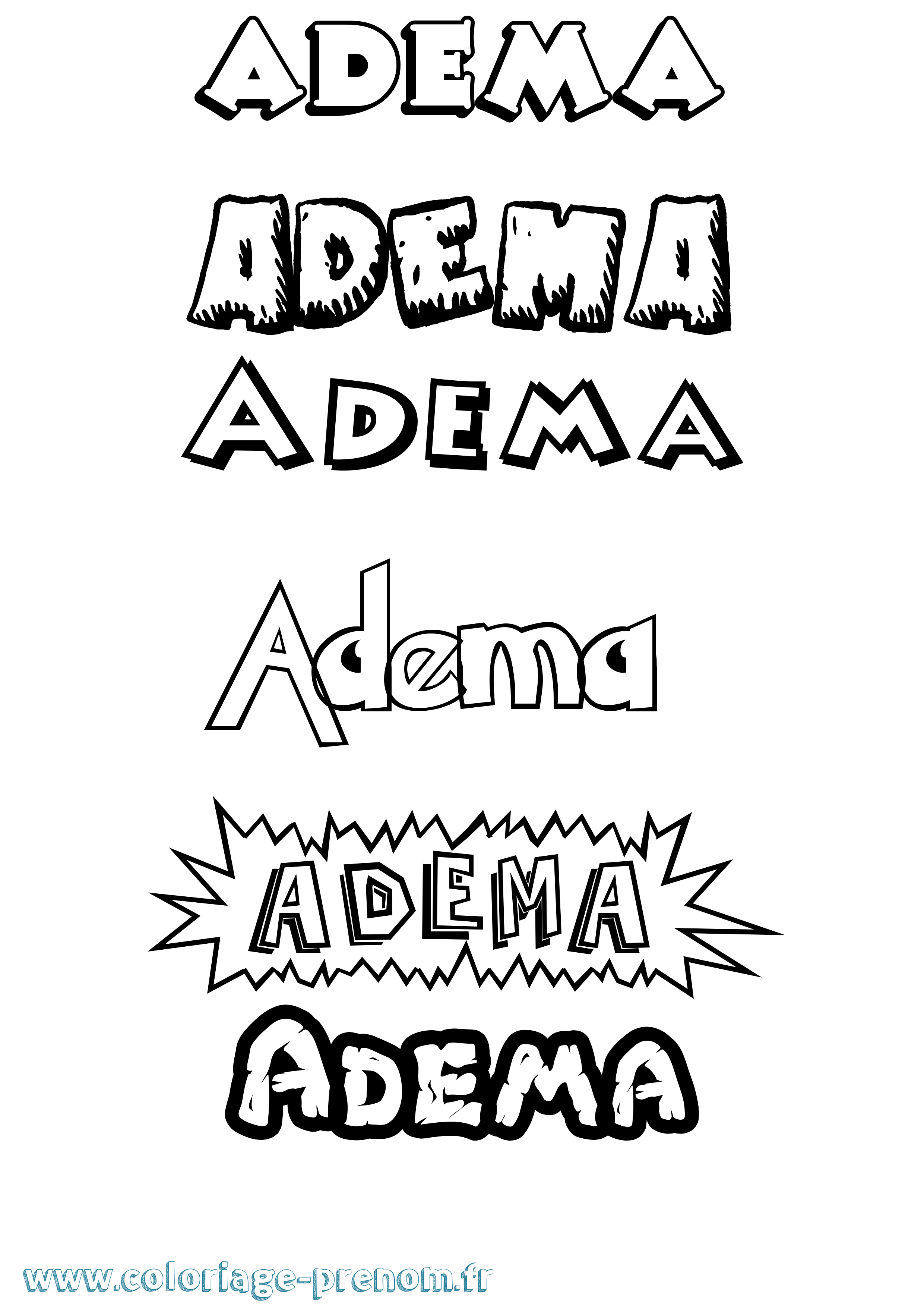 Coloriage prénom Adema Dessin Animé