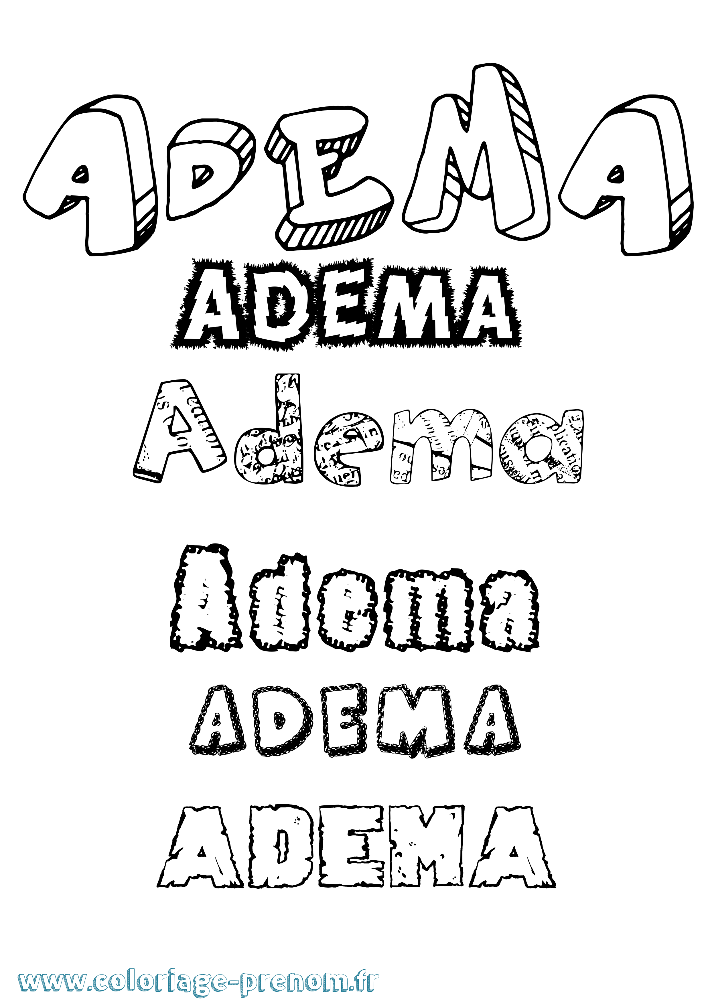 Coloriage prénom Adema Destructuré