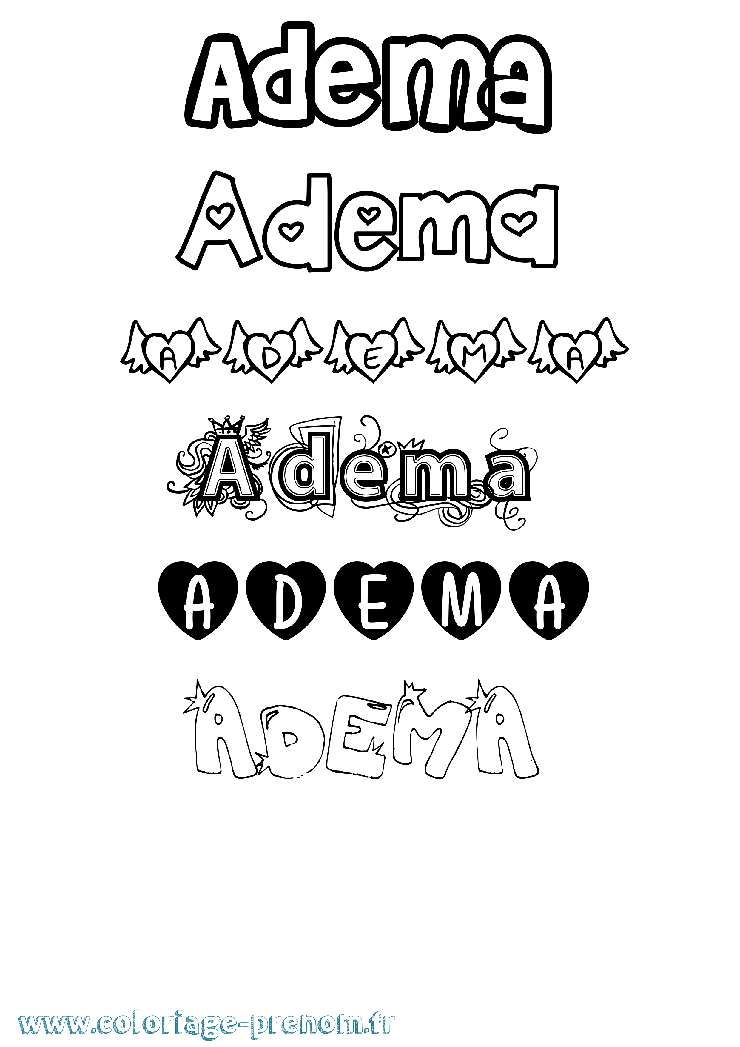 Coloriage prénom Adema Girly