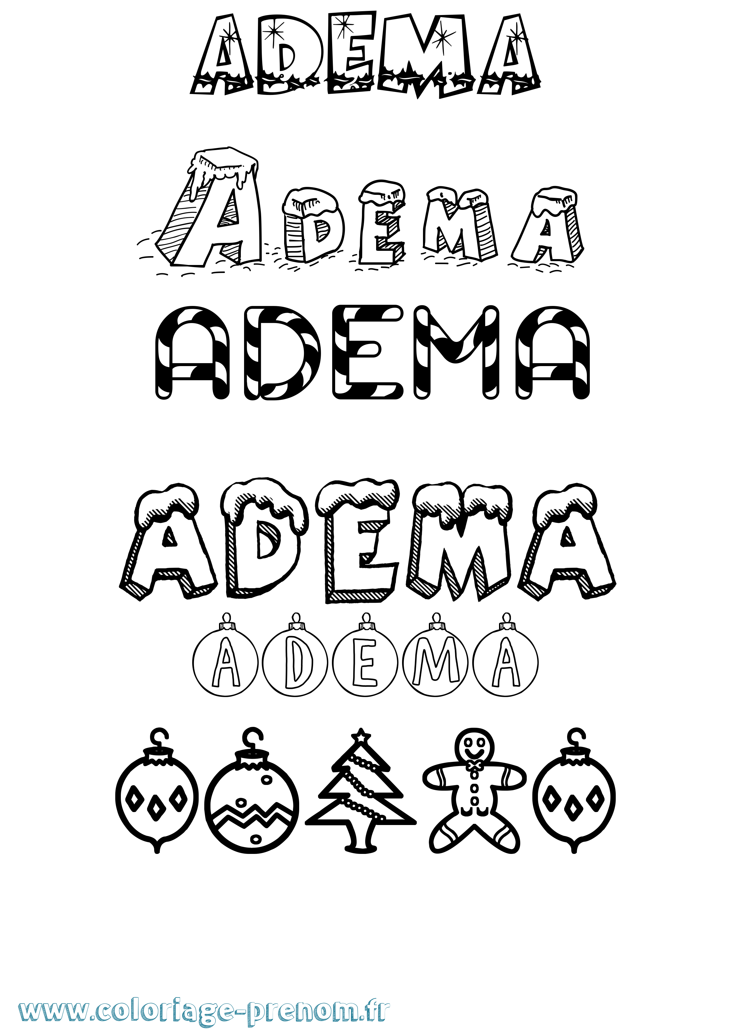 Coloriage prénom Adema Noël