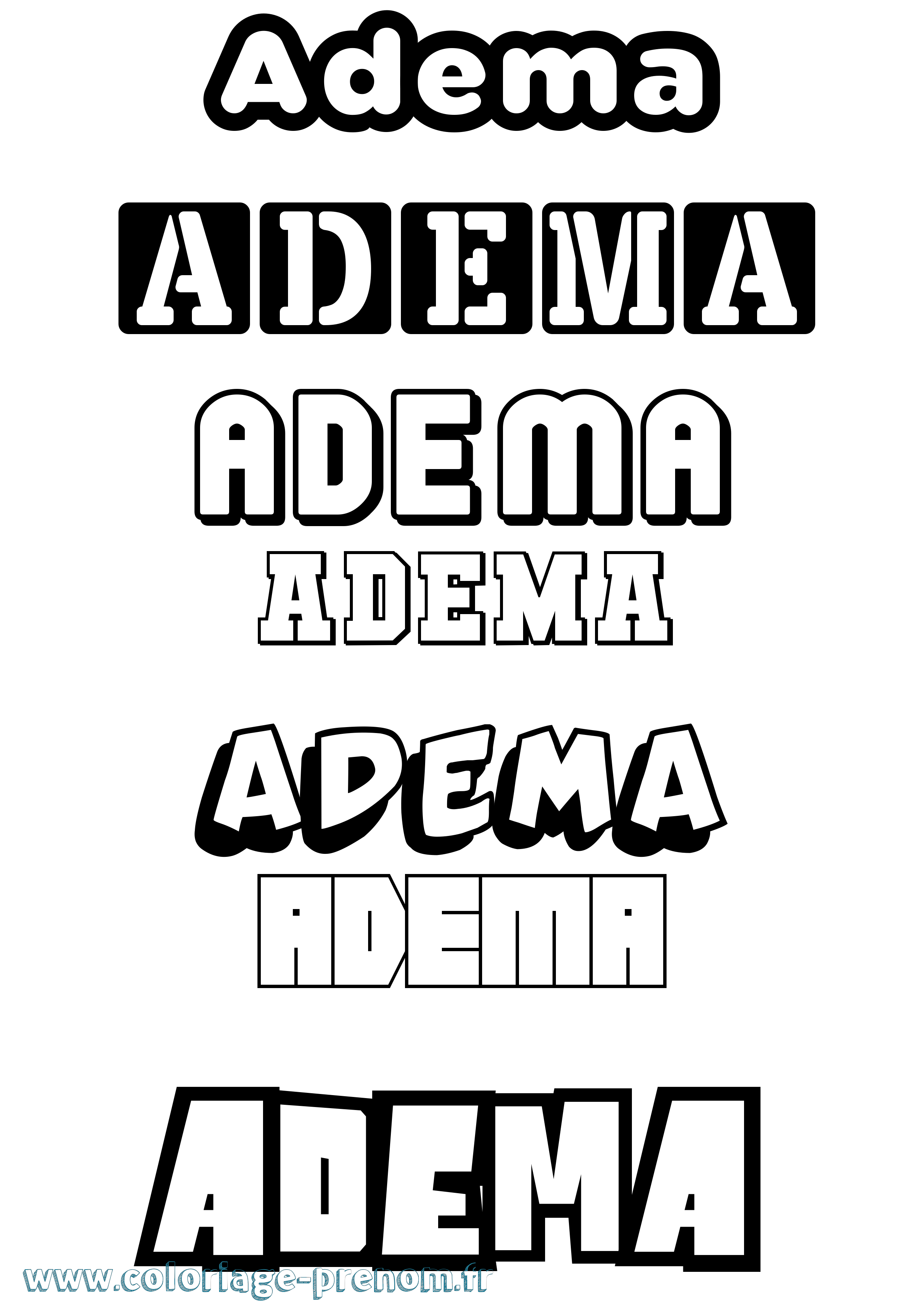 Coloriage prénom Adema Simple