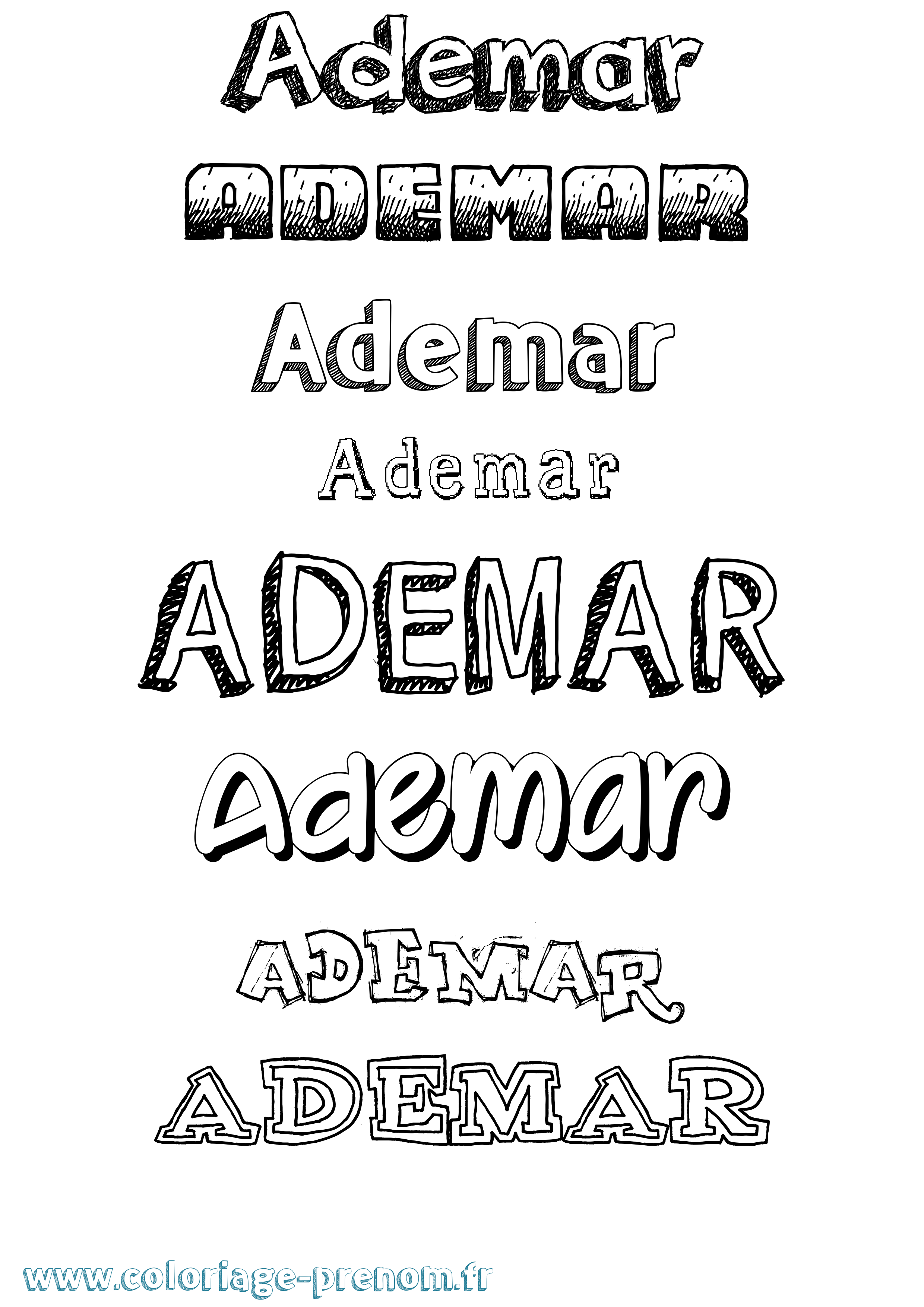 Coloriage Ademar Dessiné Coloriage prénom Ademar Dessiné