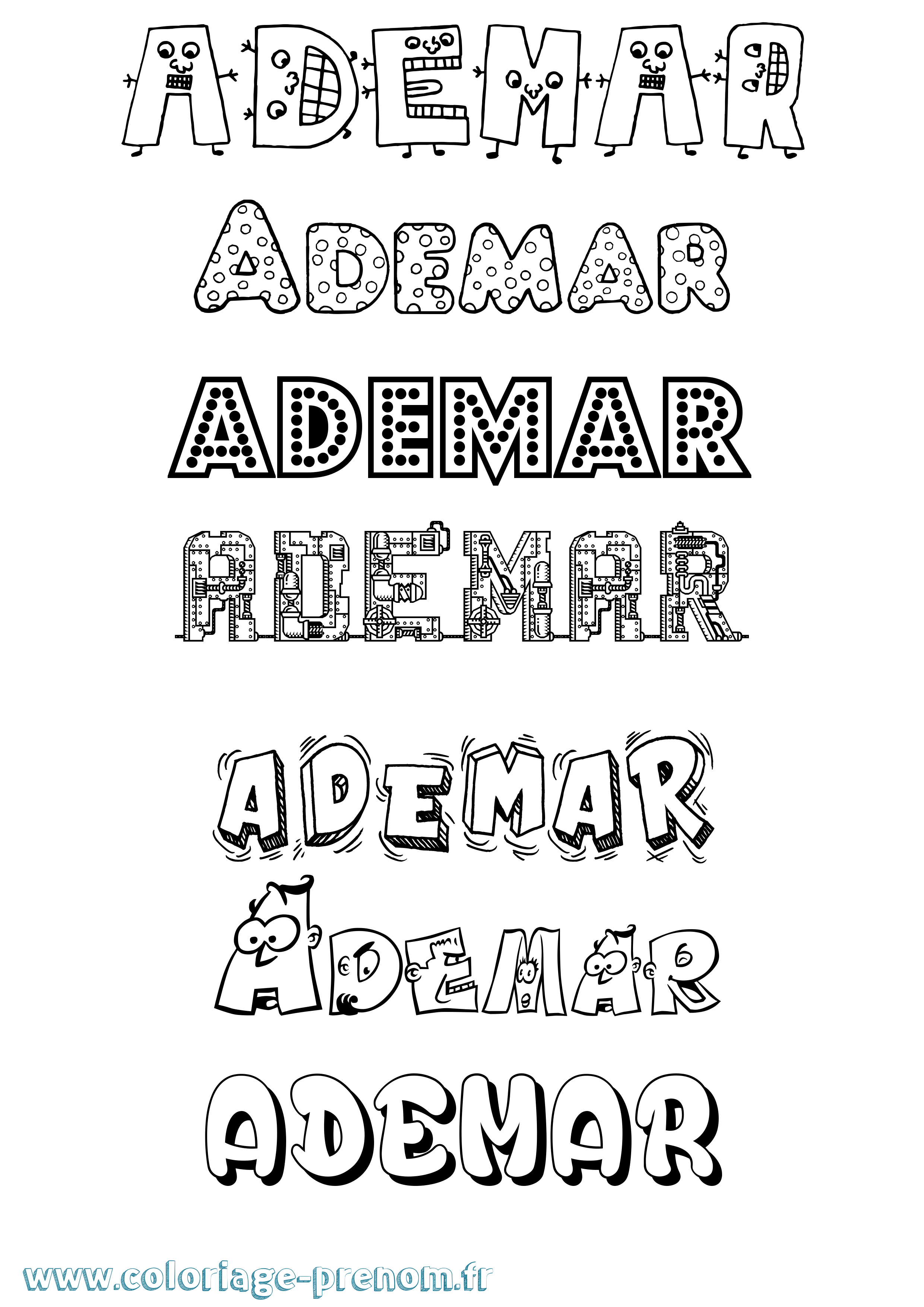 Coloriage Ademar Fun Coloriage prénom Ademar Fun