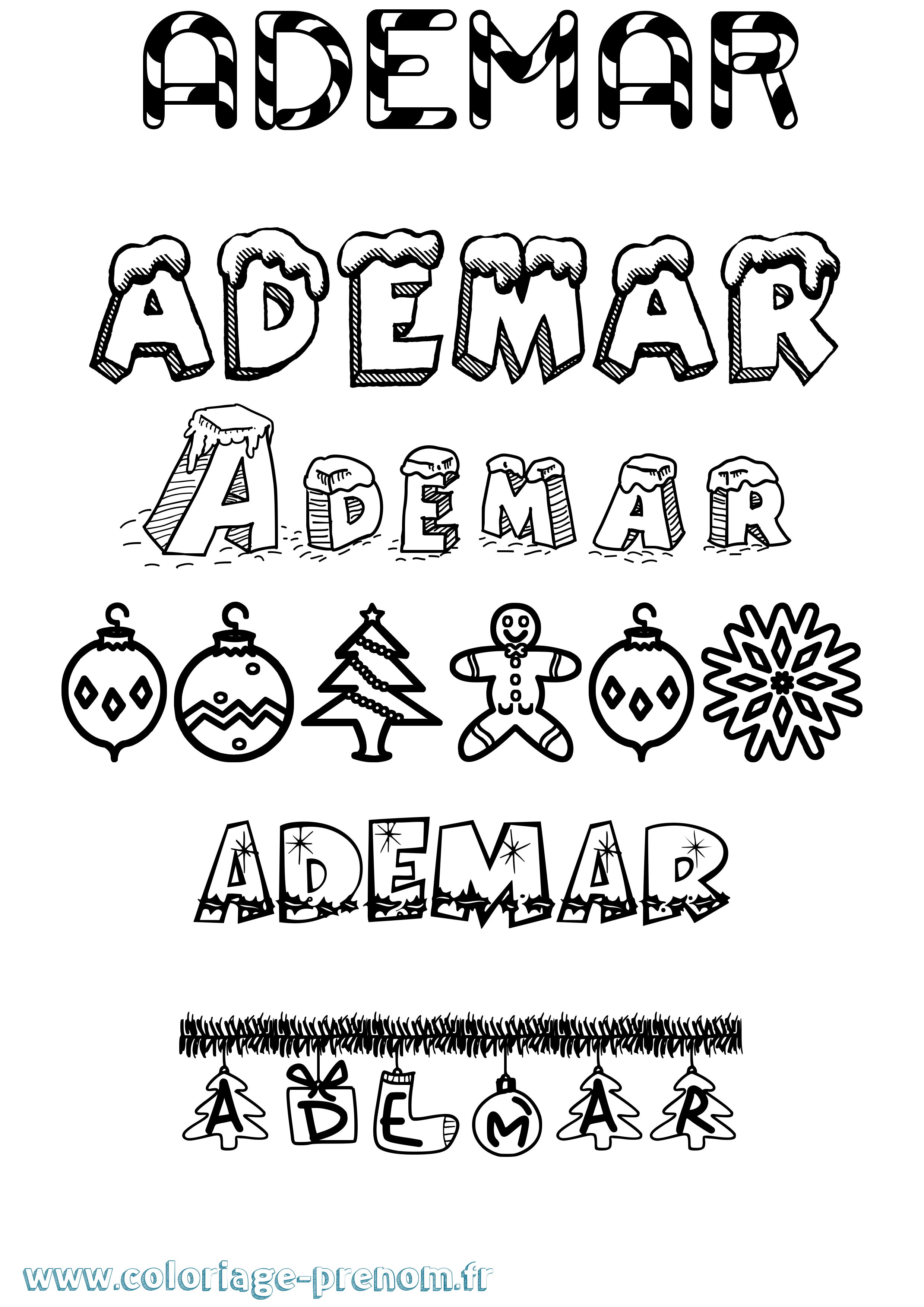 Coloriage Ademar Noël Coloriage prénom Ademar Noël