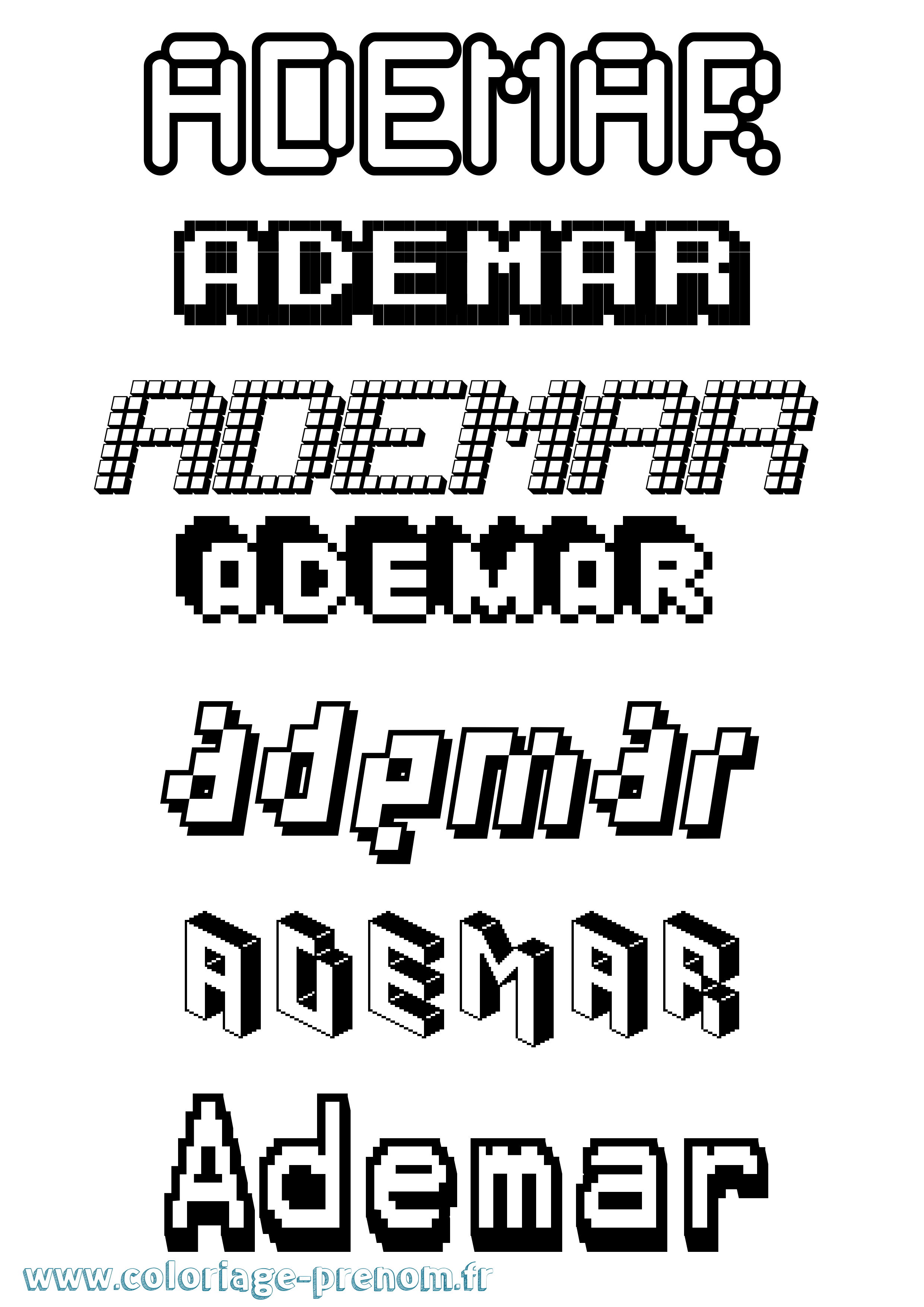 Coloriage Ademar Pixel Coloriage prénom Ademar Pixel