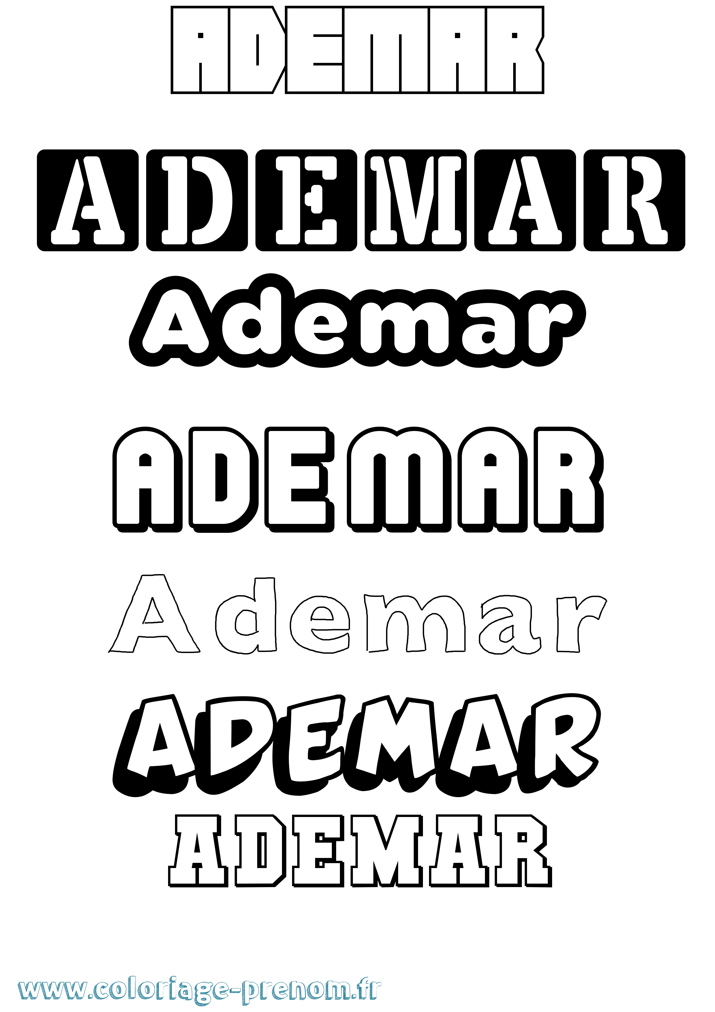 Coloriage Ademar Simple Coloriage prénom Ademar Simple