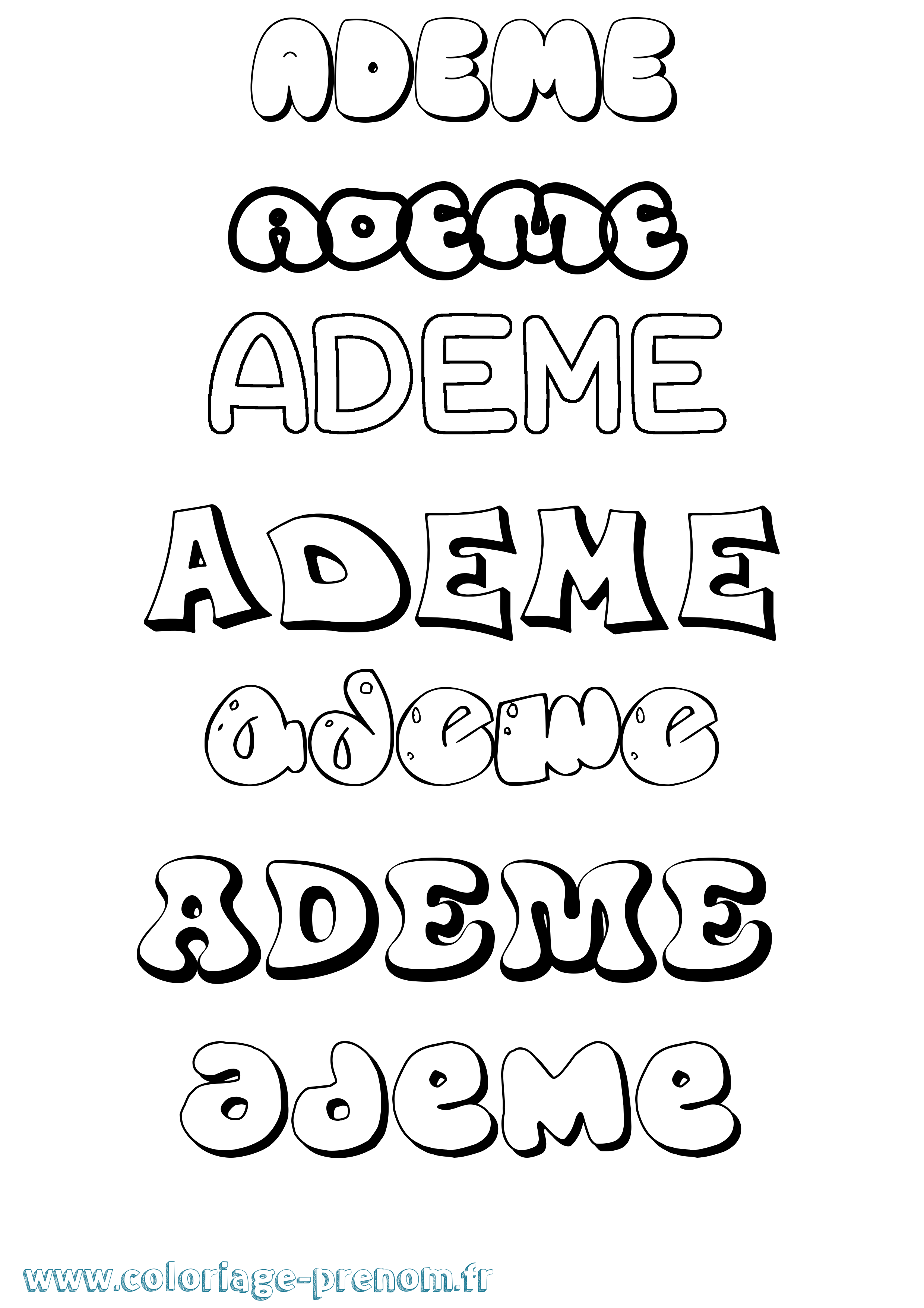 Coloriage prénom Ademe Bubble