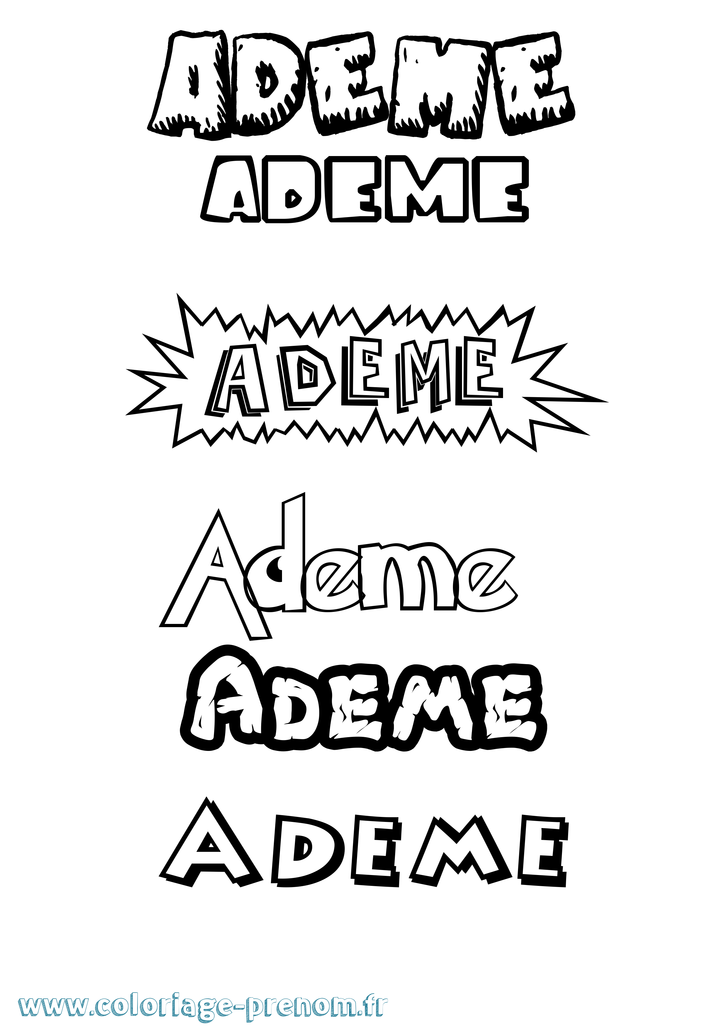 Coloriage prénom Ademe Dessin Animé