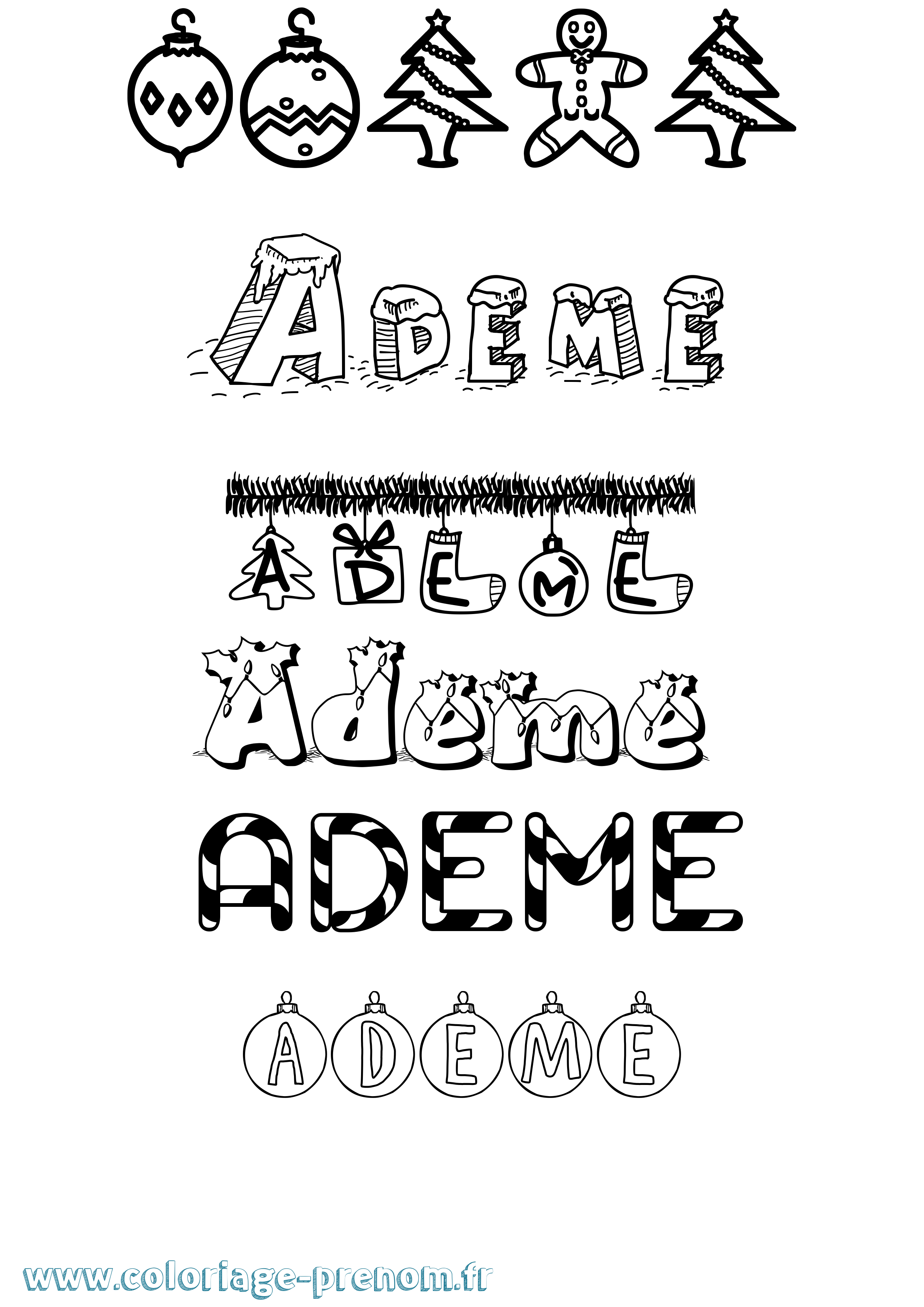 Coloriage prénom Ademe Noël